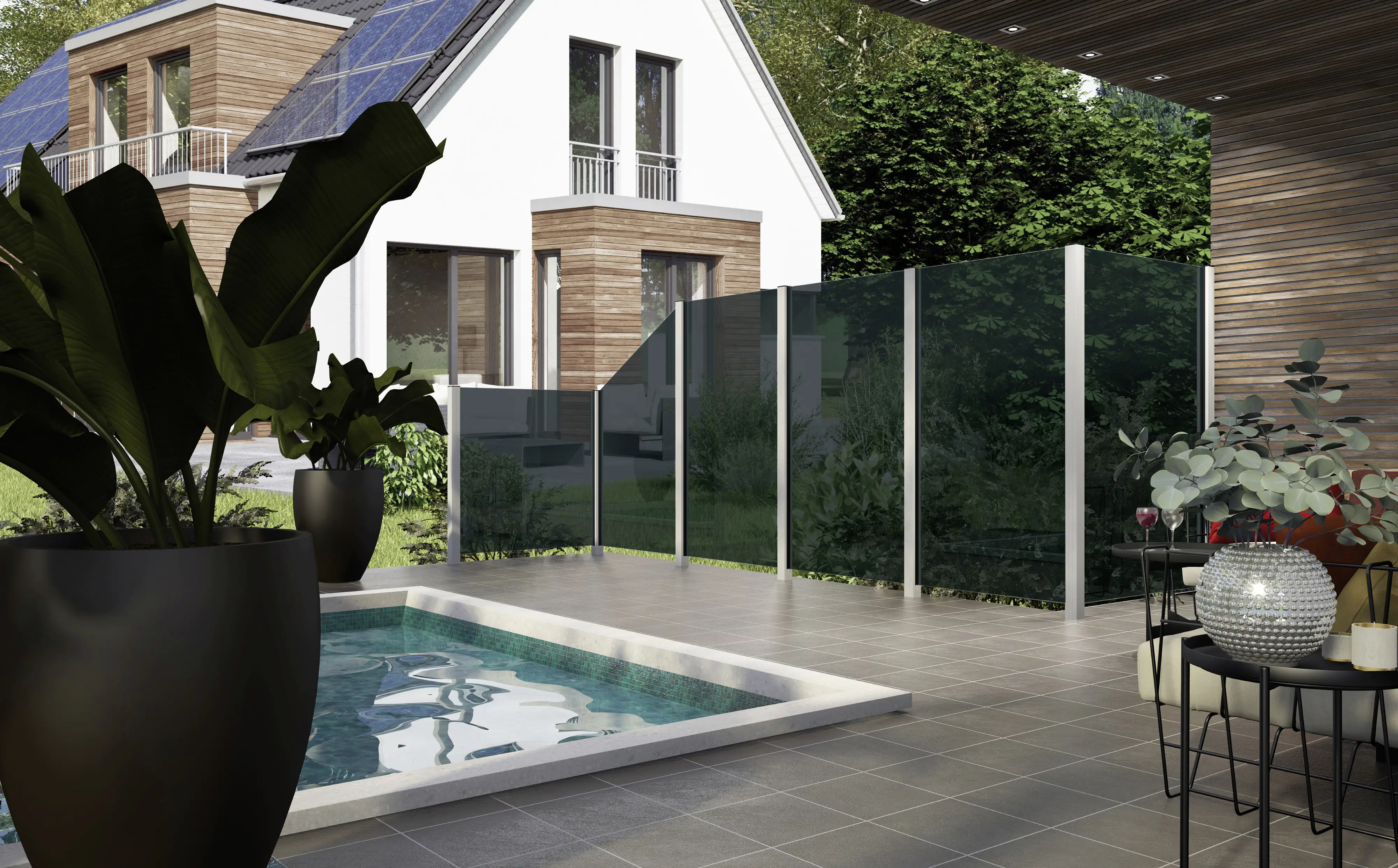 Ambiente Glaszaun Dekor 44/03 120 x 120 cm gehärtetes 8 mm Glas