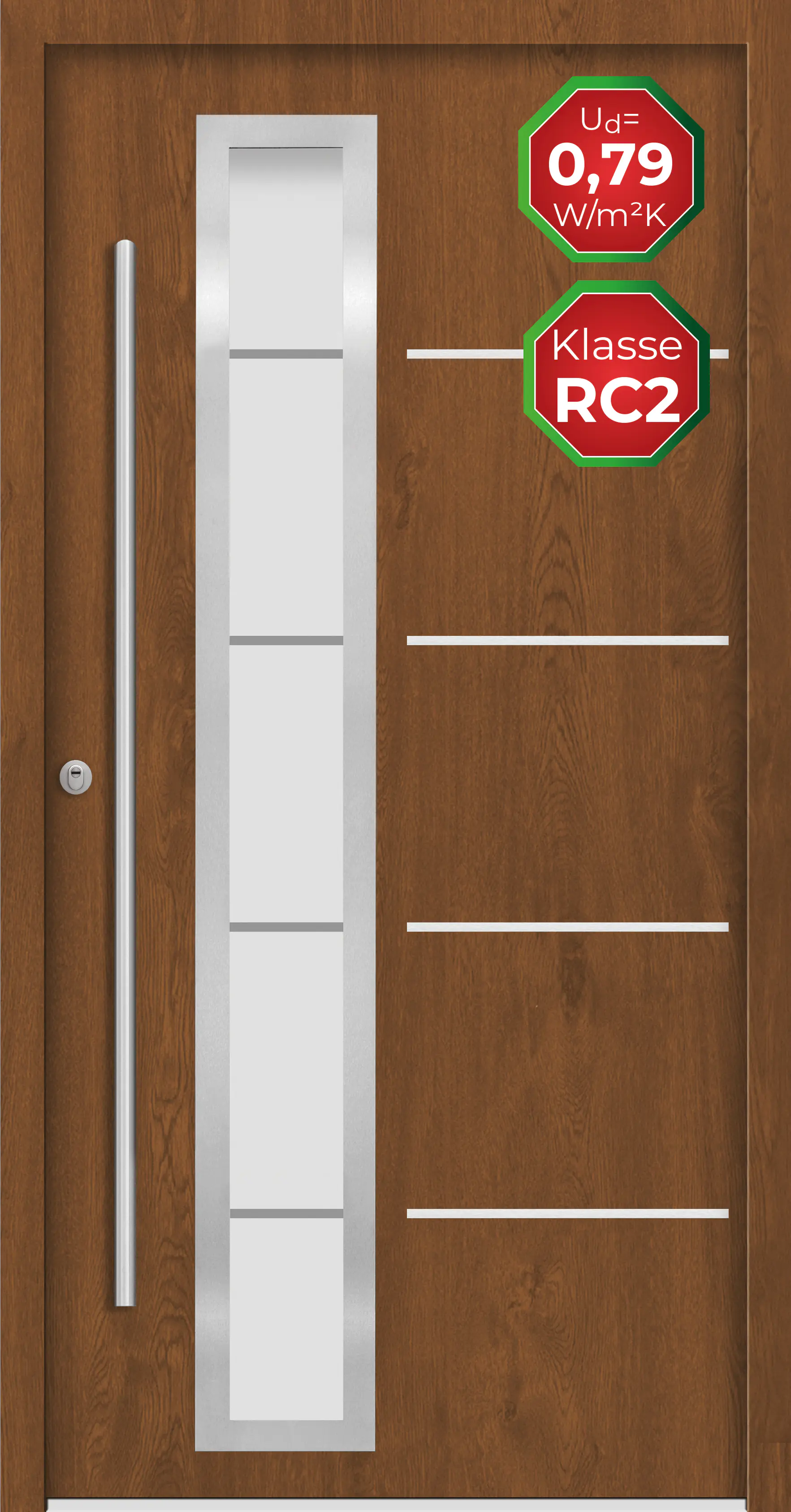 Splendoor Haustür Passivedoor Premium B06 RC2 Golden Oak DIN Links 100 x 210 cm