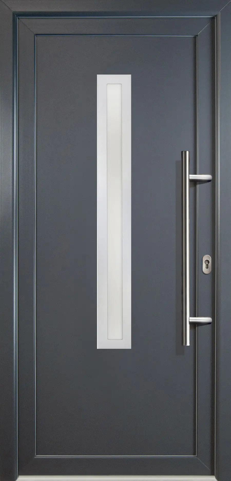 Meeth Haustür Signum PVC Exclusiv PVC Modell 70 88 x 200 cm, DIN rechts, weiß/titan