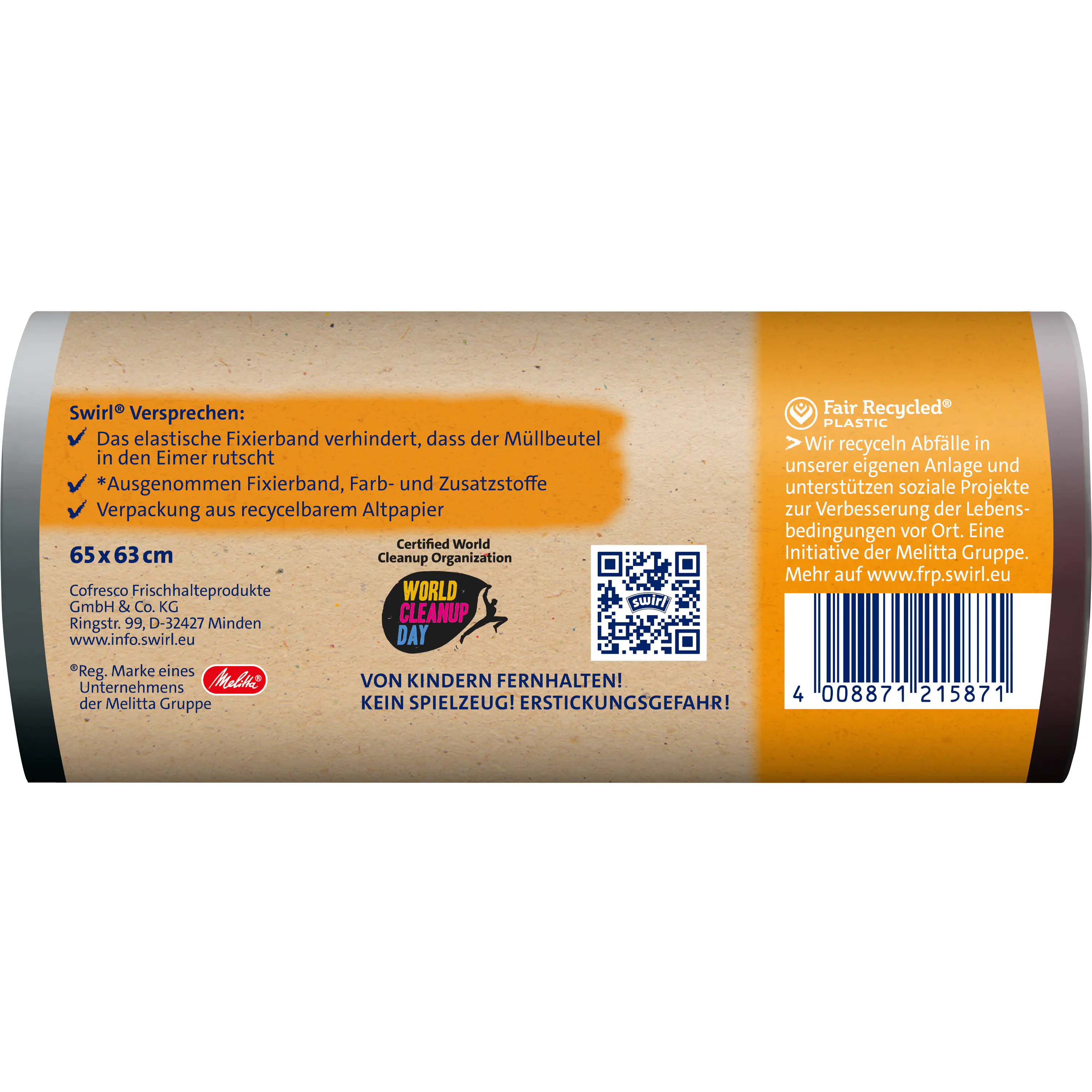 Swirl® Fixierband-Müllbeutel 35 L Reißfest & Dicht