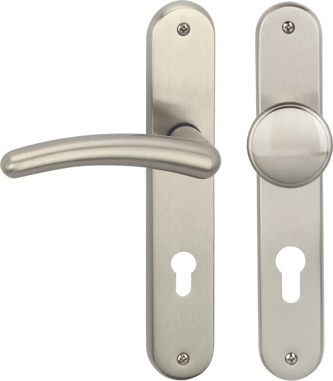 Südmetall Türgriff-Garnitur Langschild Franziska PZ Messing satiniert Drücker links silber 225 x 40 mm