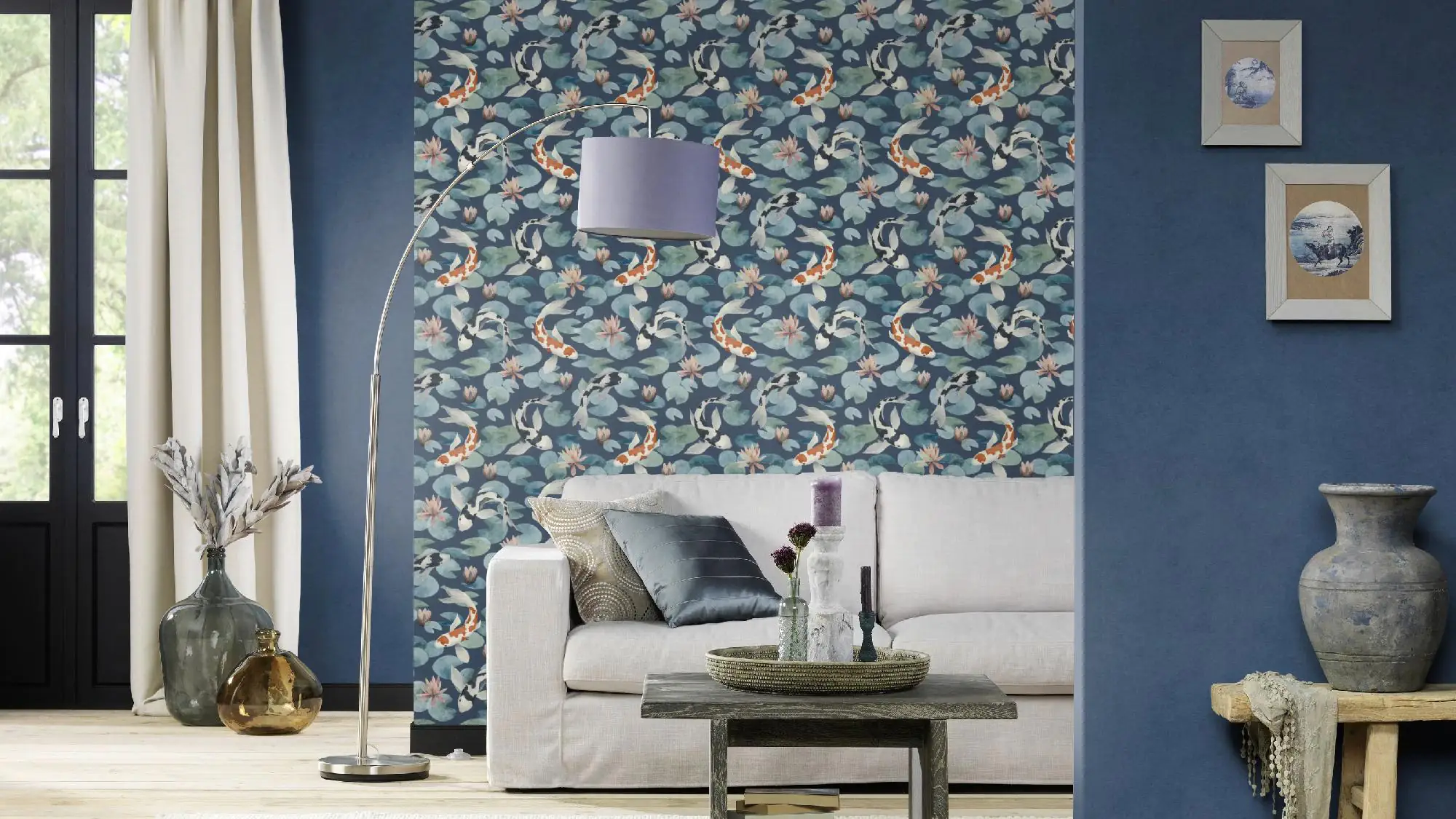 Rasch Vliestapete 409444 Kimono koifische blau, 10,05 x 0,53 m