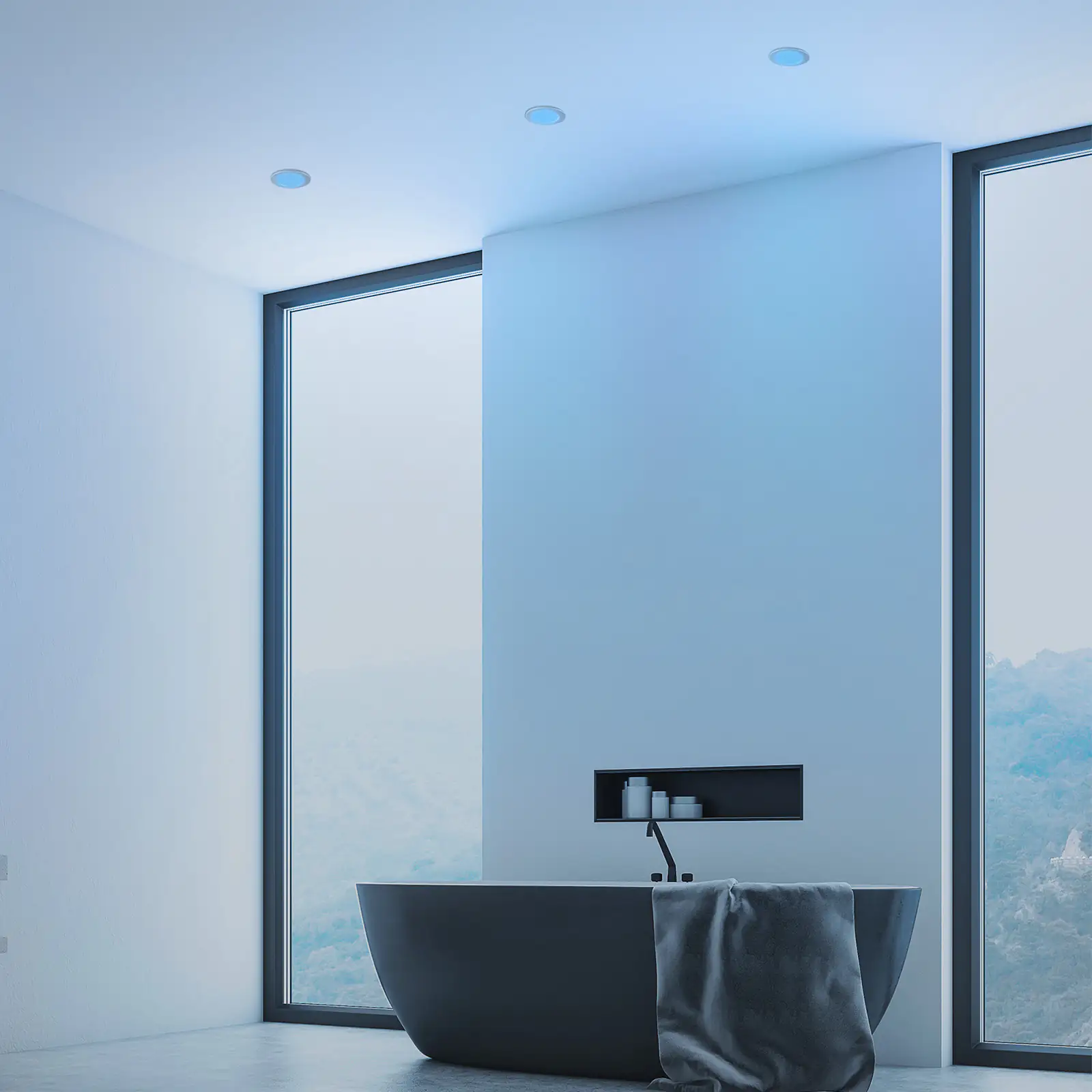 Di-Ka LED Einbauleuchte Fungo RGBW 3er Set chrom-matt Ø 9,2 cm 4,8W dimmbar