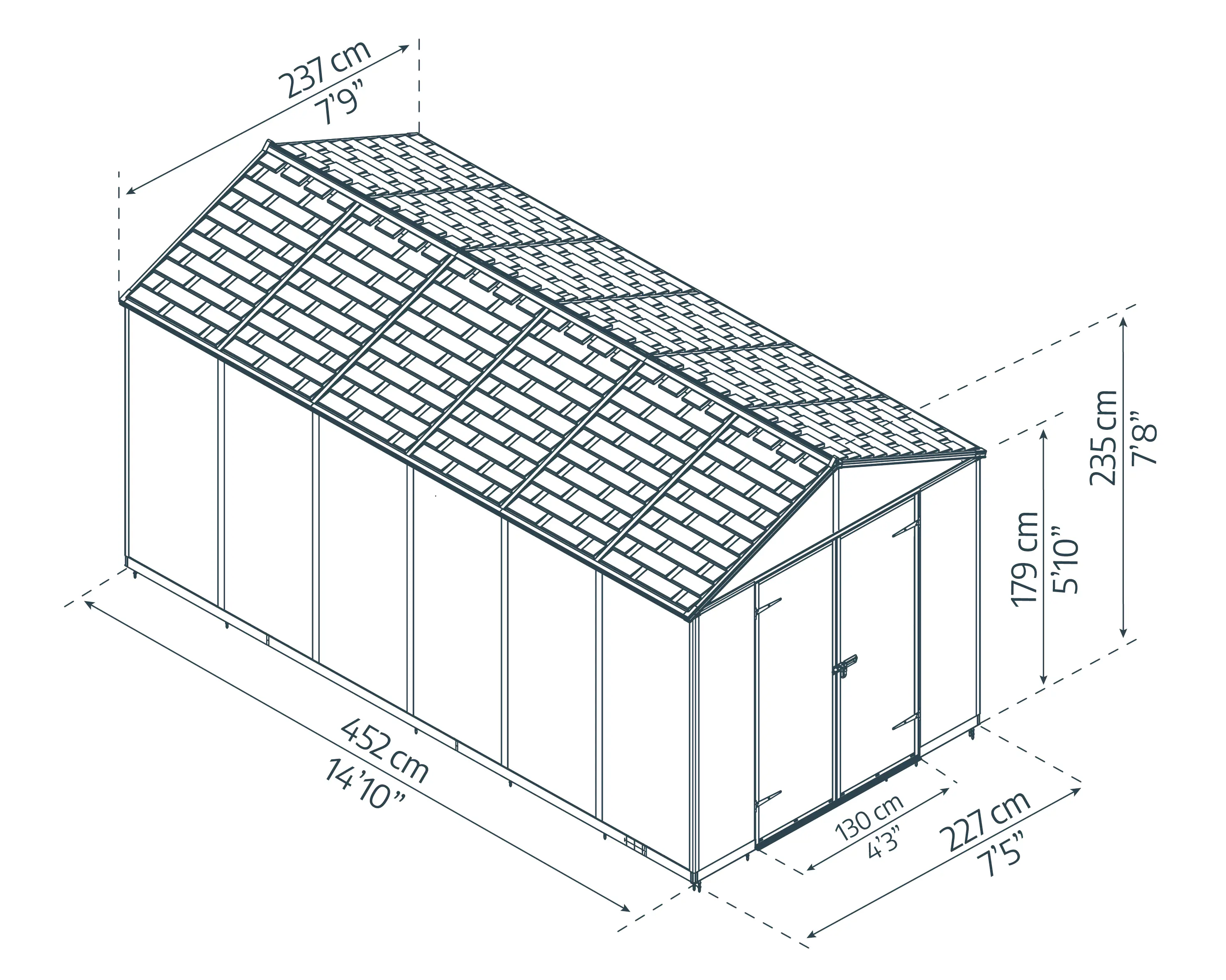 Canopia Gerätehaus Rubicon Alu grau 453 x 227 cm