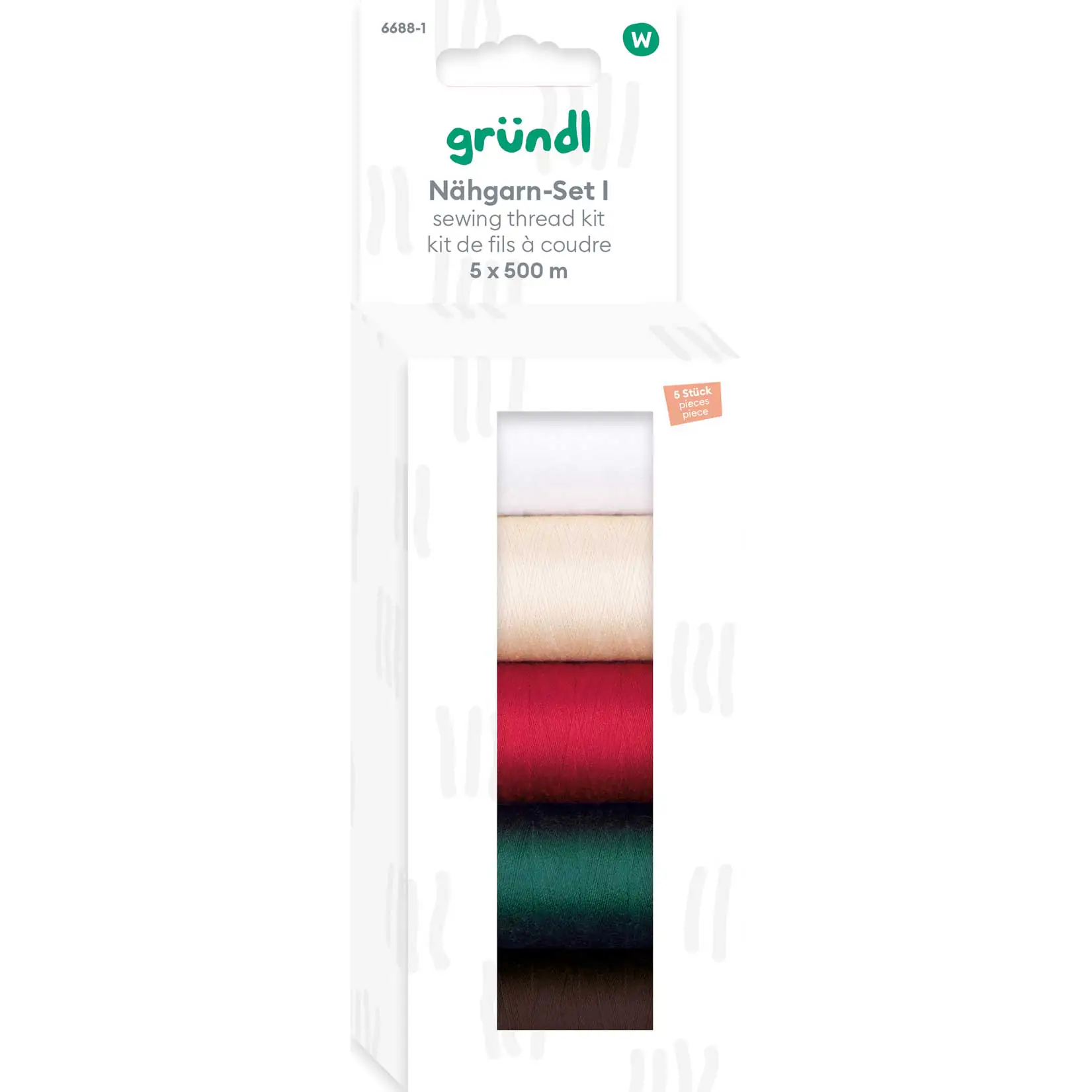 Gründl Nähgarn-Set weiß beige rot grün braun 5 x 500 m