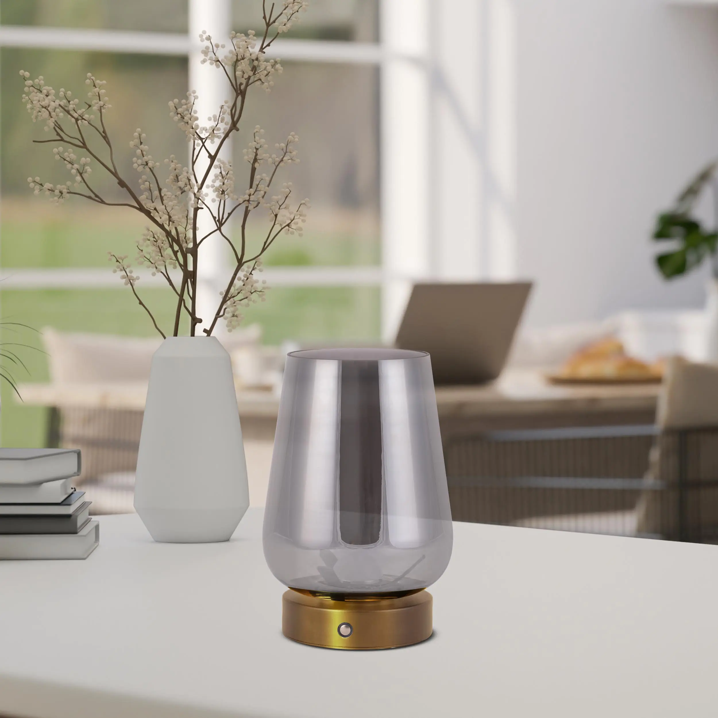 Light & More LED Akku-Tischleuchte Luisa gold dimmbar