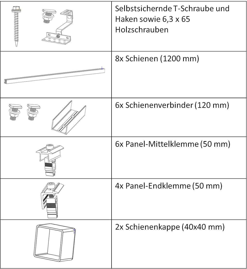 Sunlit Ziegeldach-Halterung für 4 Solarmodule 