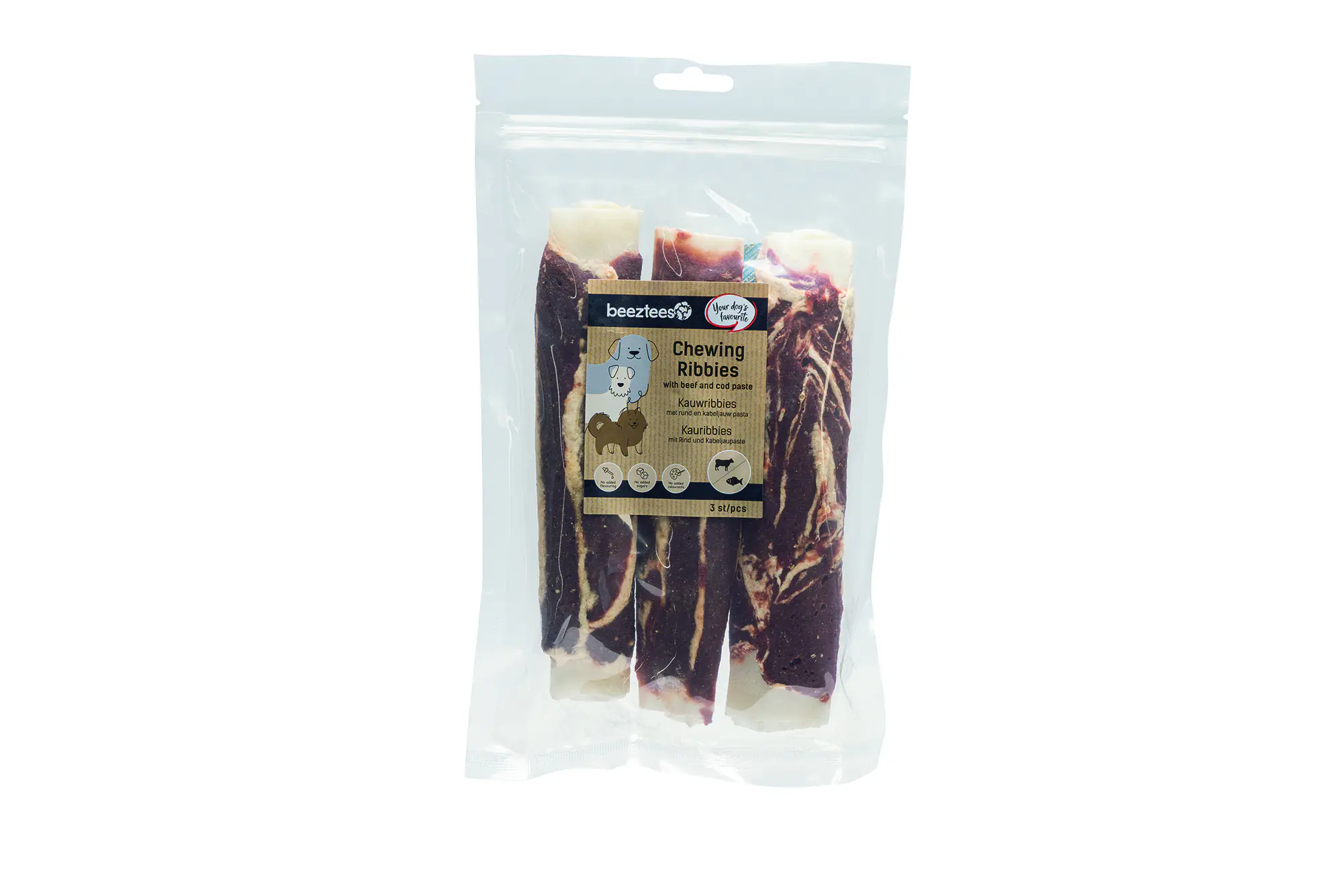 Beeztees Hundesnack Ribbies Rind und Kabeljau 3 Stück