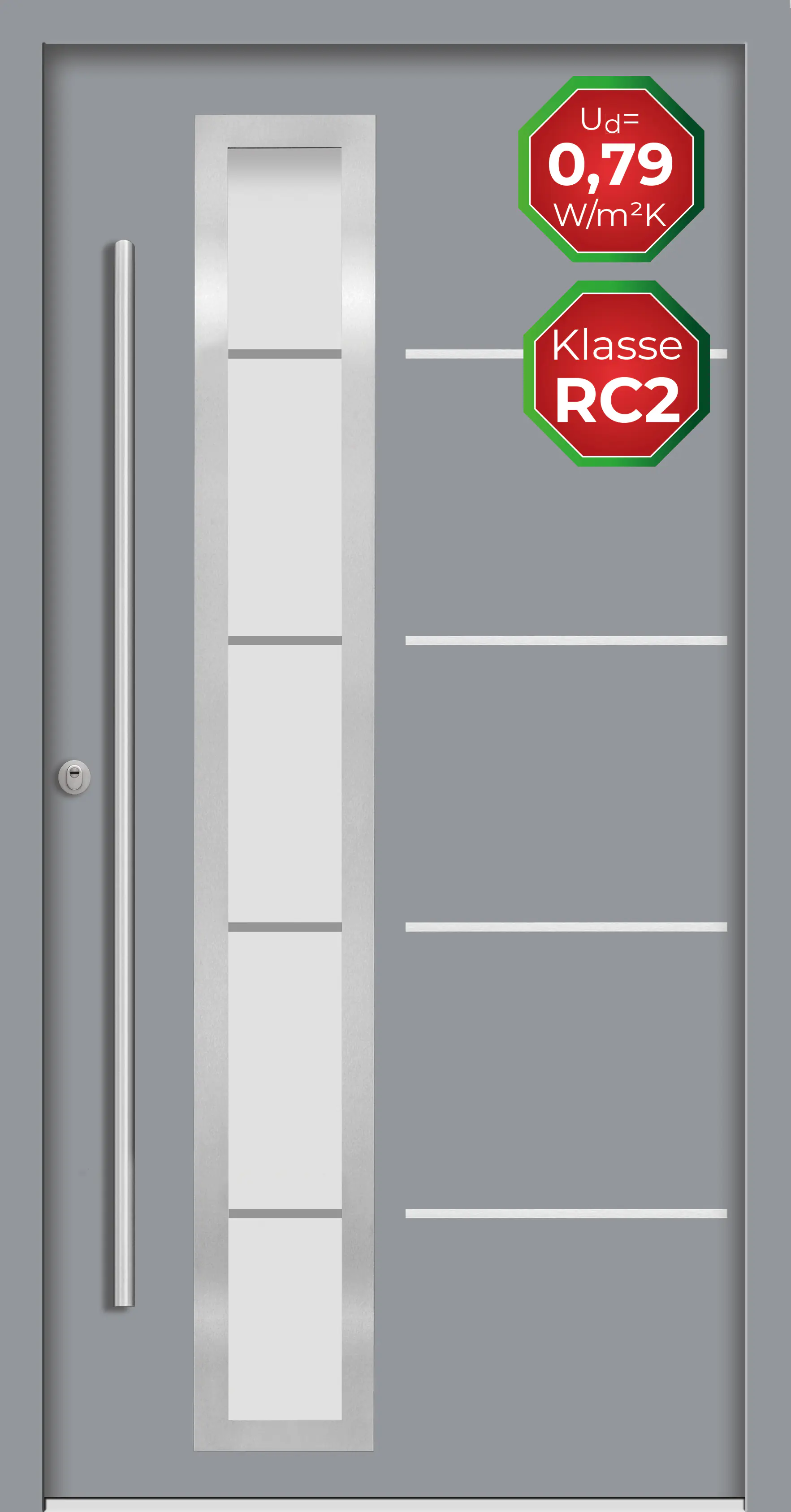 Splendoor Haustür Passivedoor Premium B06 RC2 Grau DIN Links 100 x 210 cm