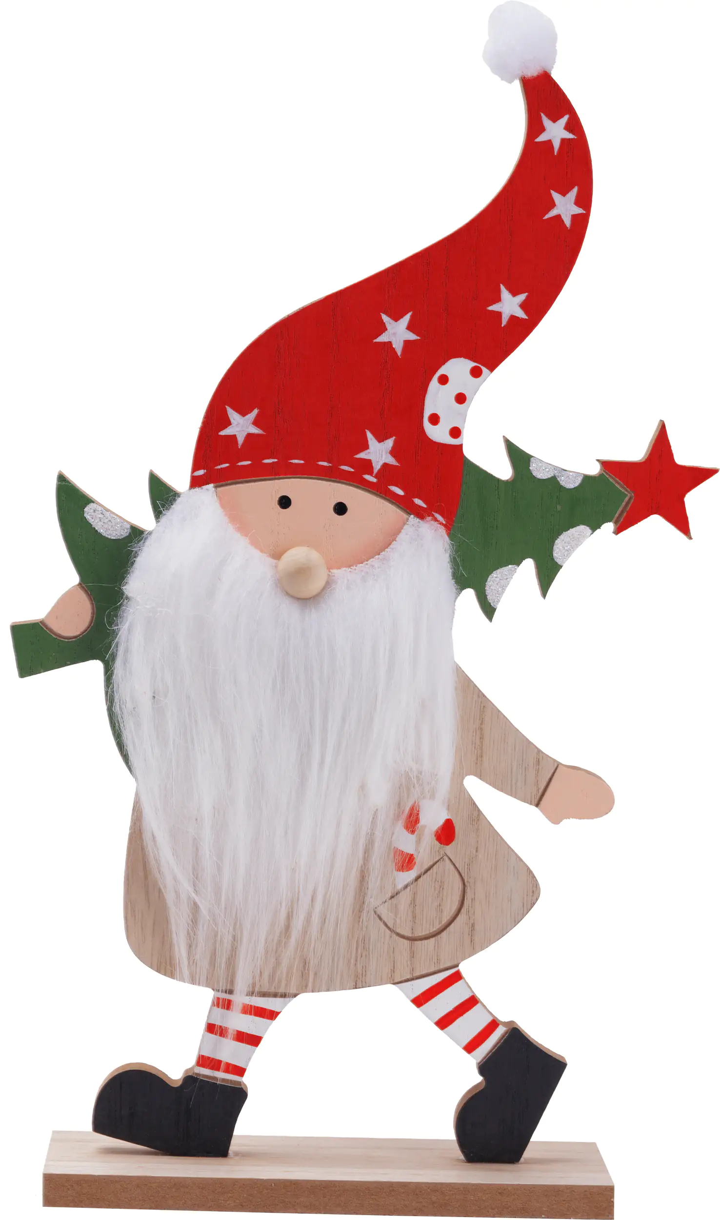 TrendLine Dekofigur Holz Weihnachtsmann 32 x 19 cm natur-rot