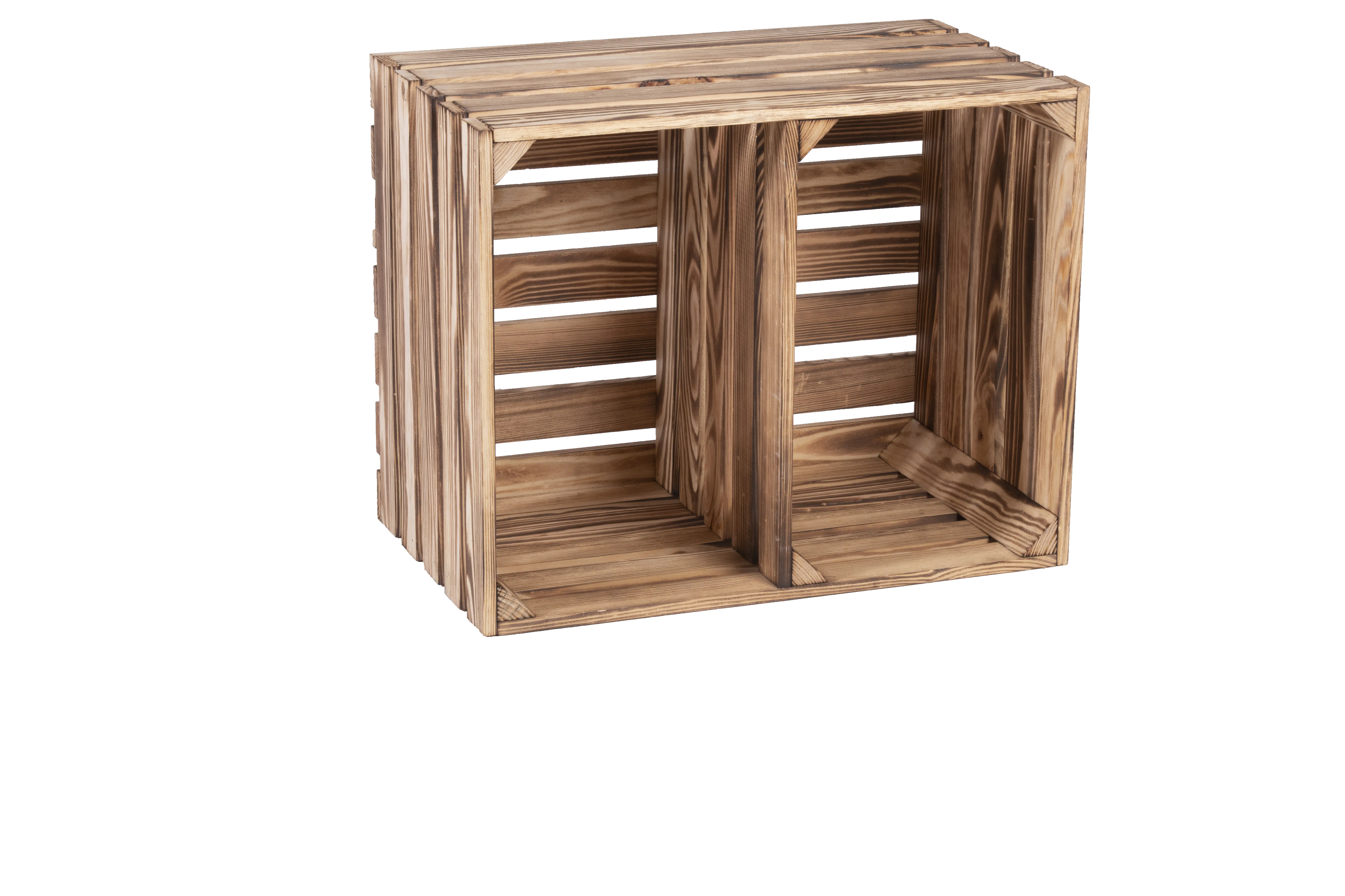 iWerk Holzkiste Geflammt mit Mittelbrett 50 x 40 x 30 cm
