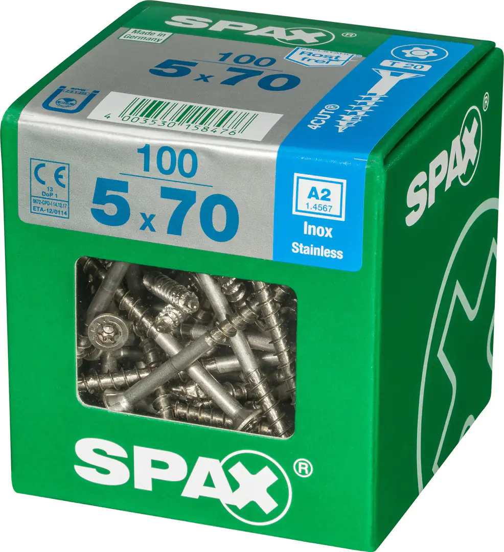 Spax Universalschrauben 5.0 x 70 mm TX 20 - 100 Stück Edelstahl