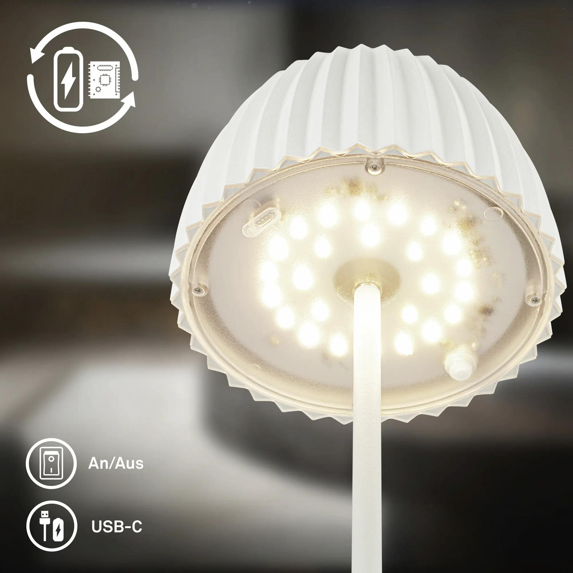 Briloner LED-Tischleuchte Riffle mit Akku weiß dimmbar