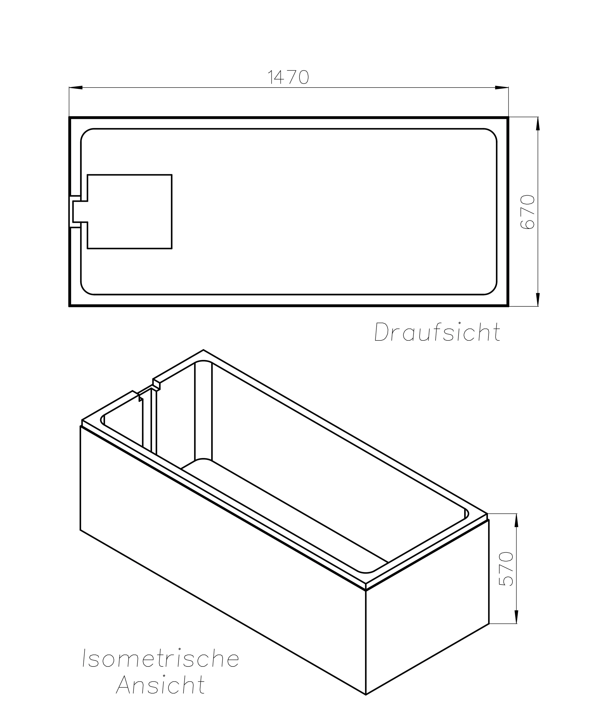 Ottofond Wannenträger Costa 1470 x 670 mm