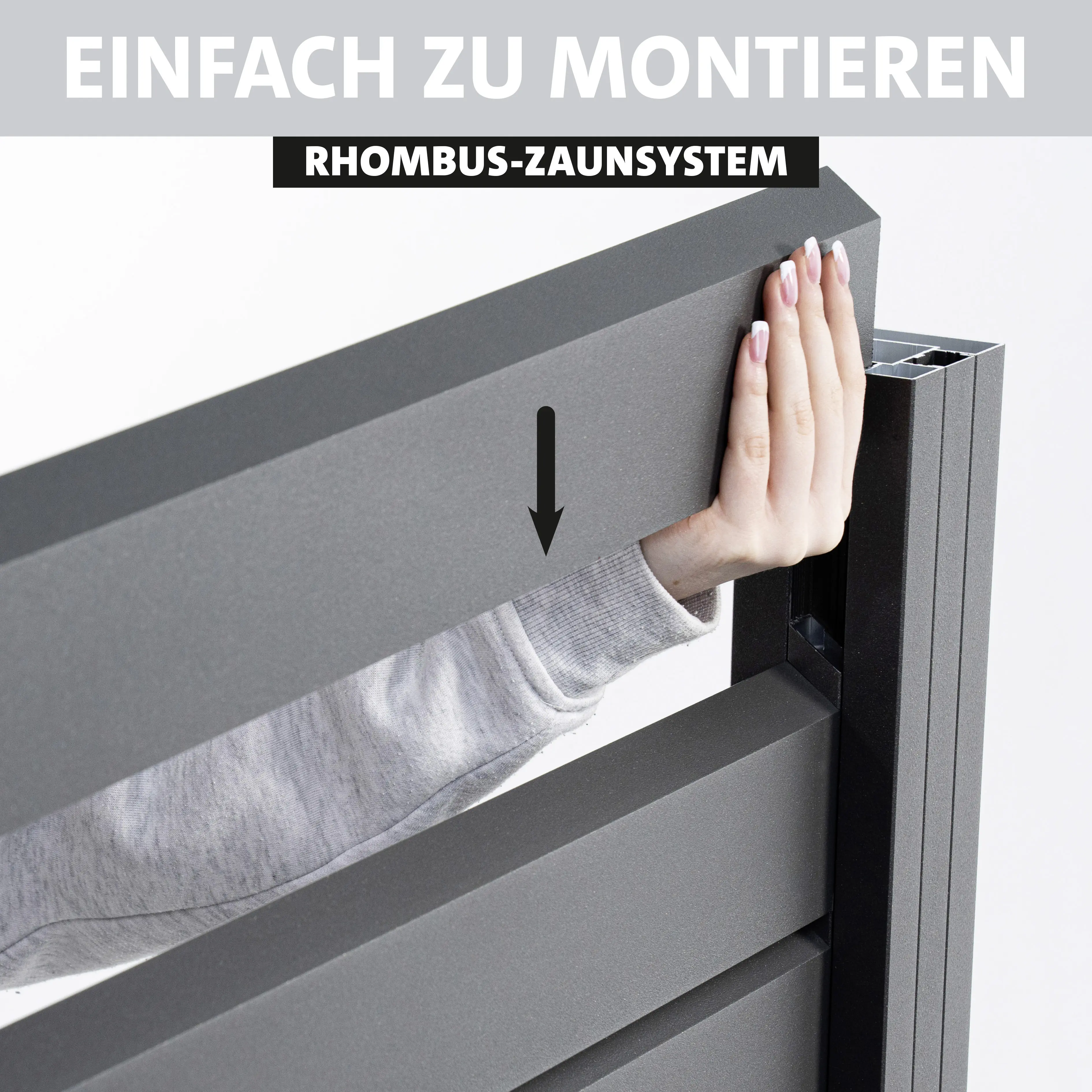 Ambiente Alu-Zaun Grundset Rhombus MINI 187 x 184,2 cm grau 