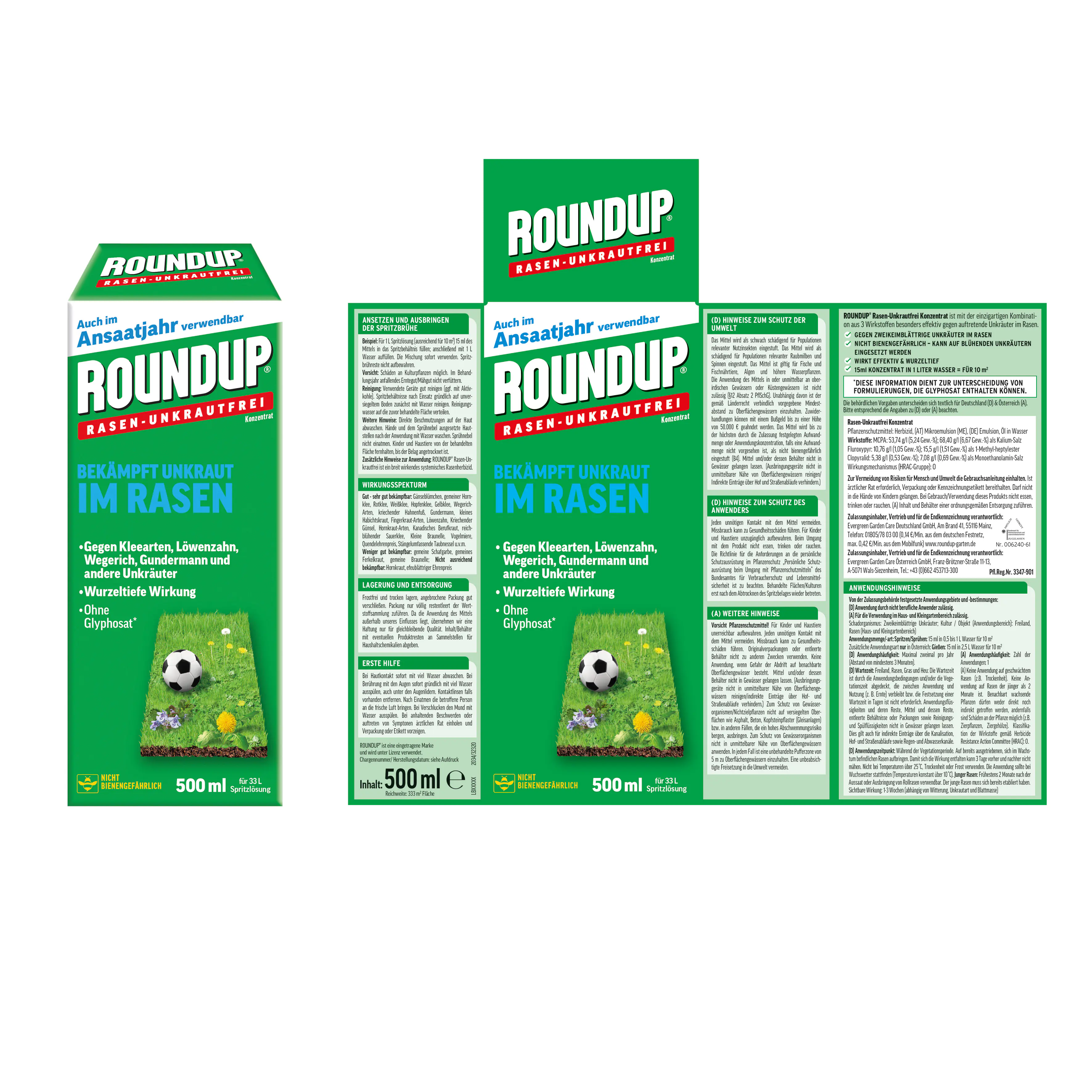 Roundup Rasen-Unkrautfrei Konzentrat 500 ml im Ansaatjahr verwendbar