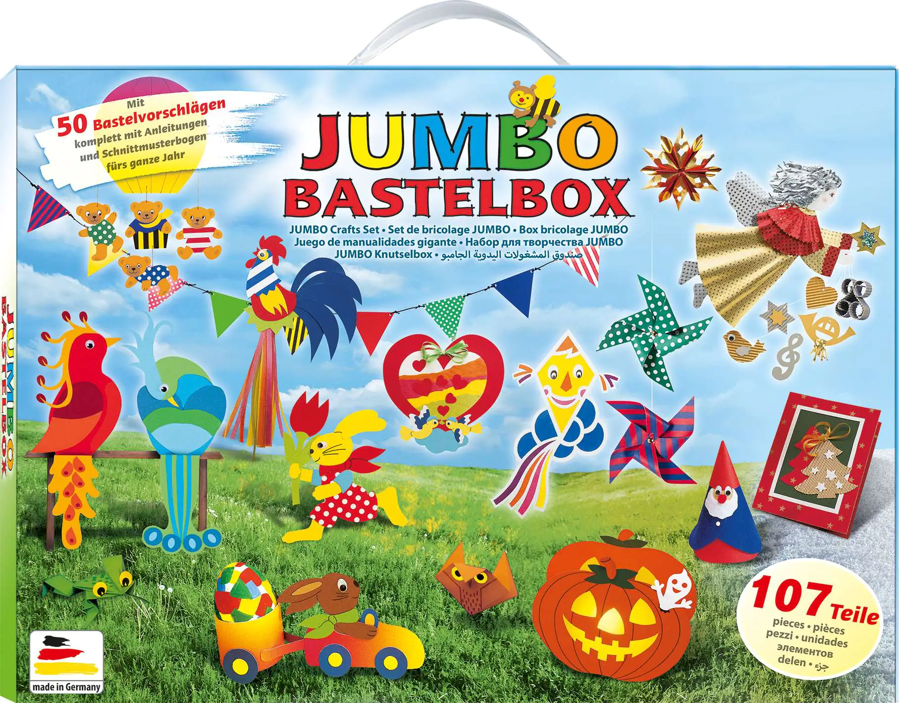 Bastelkoffer Jumbo 107-tlg mit 50 Bastelvorschlägen