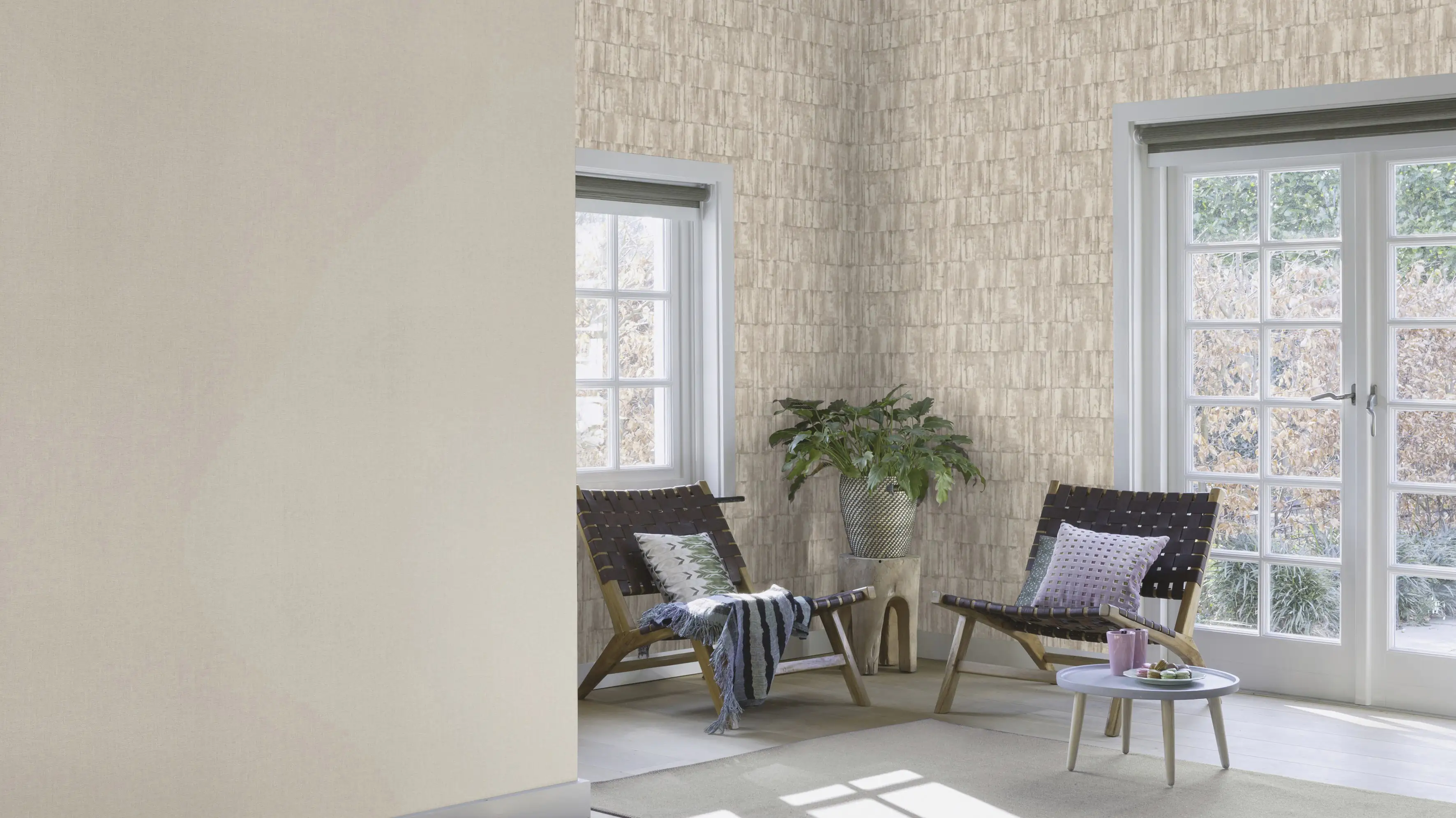Rasch Vliestapete 560091 Barbara Home III, Textilstruktur beige, 10,05 x 0,53 m