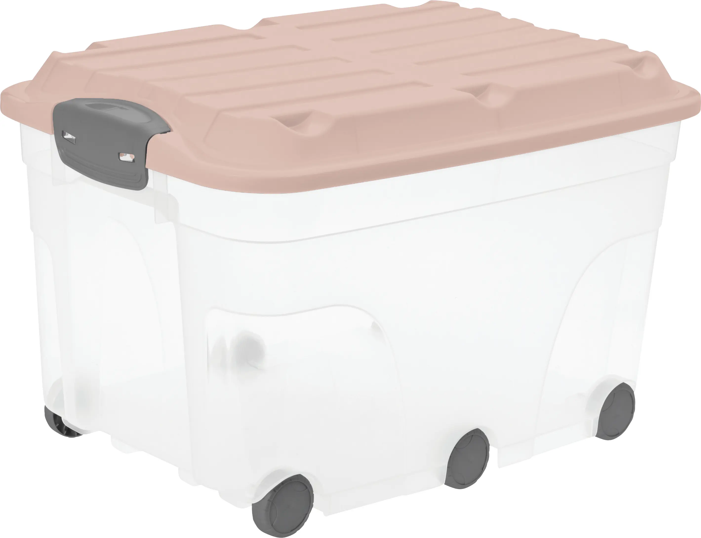 Rotho Aufbewahrungsbox Roller 6 mit Deckel & Rollen 59,5 x 40 cm 57 L linnea pink