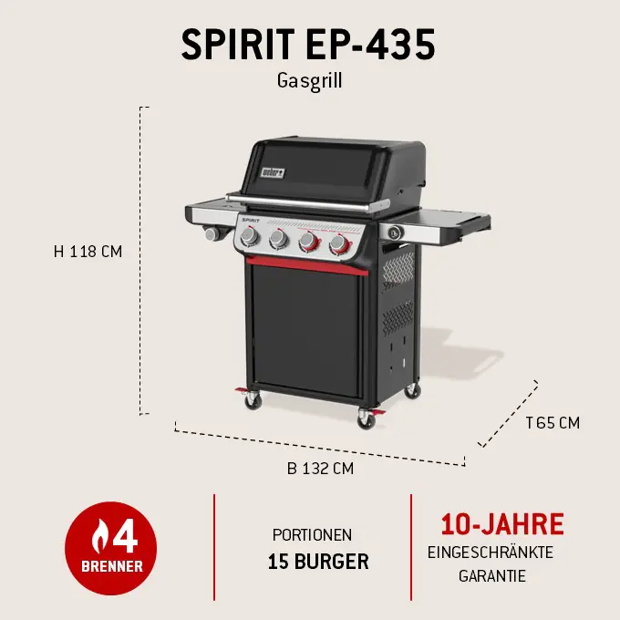 Weber Gasgrill Spirit EP-435 GBS schwarz Grillfläche: 62,5 x 44 cm