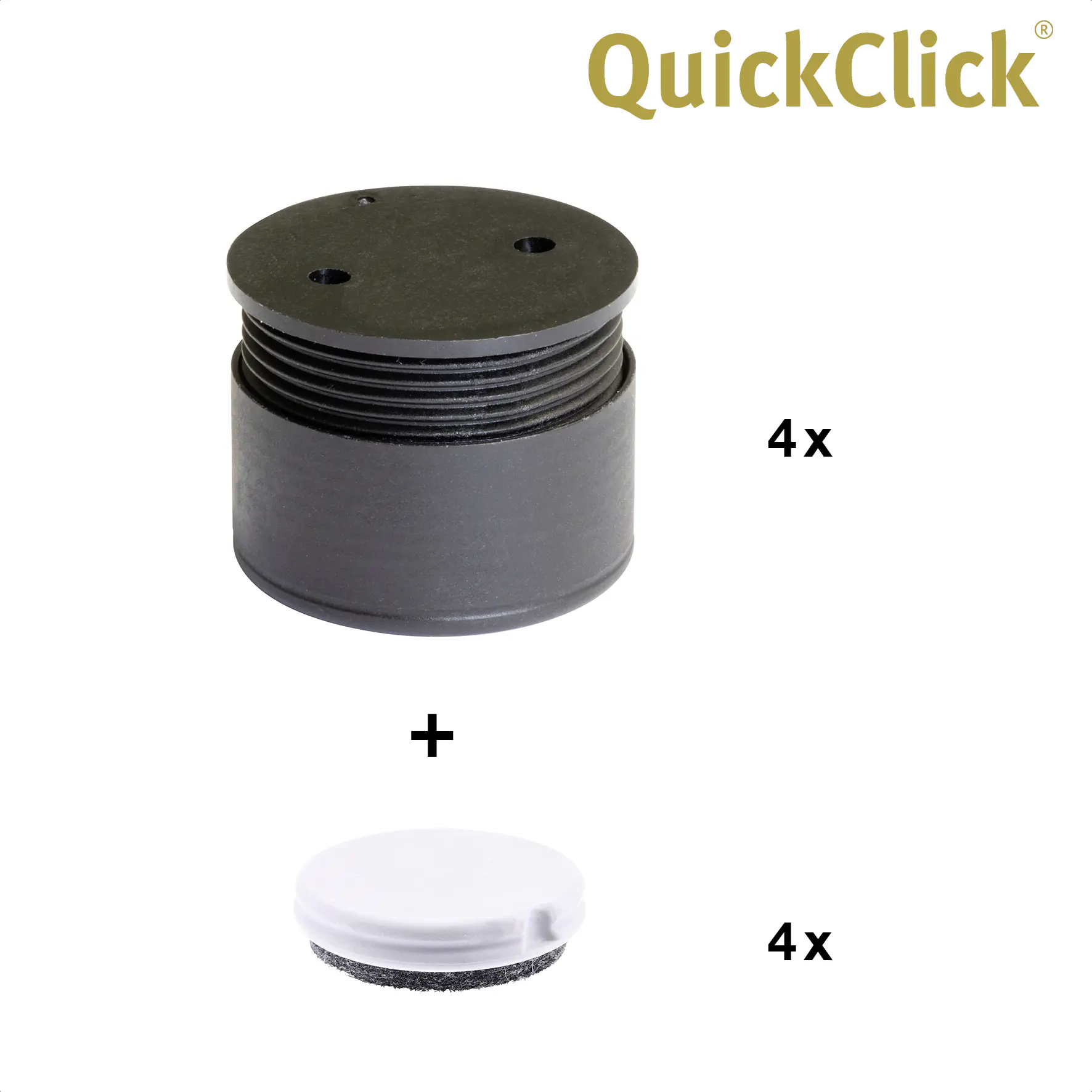 Wagner Möbelfuß Justus QuickClick Kunststoff Ø 4 x 2 cm schwarz - 4 Stück
