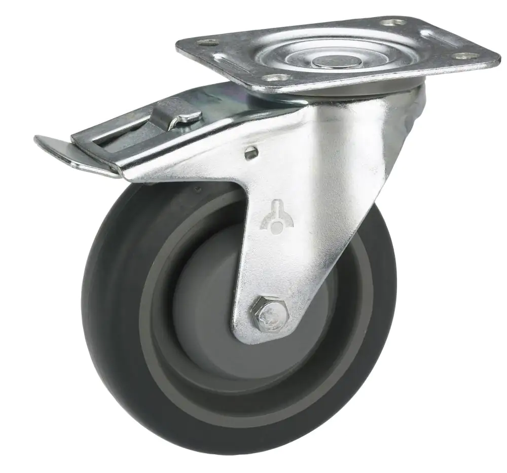 Lenkrolle mit Platte und Totalfeststeller 100 x 32 mm, Tragkr. 150 kg