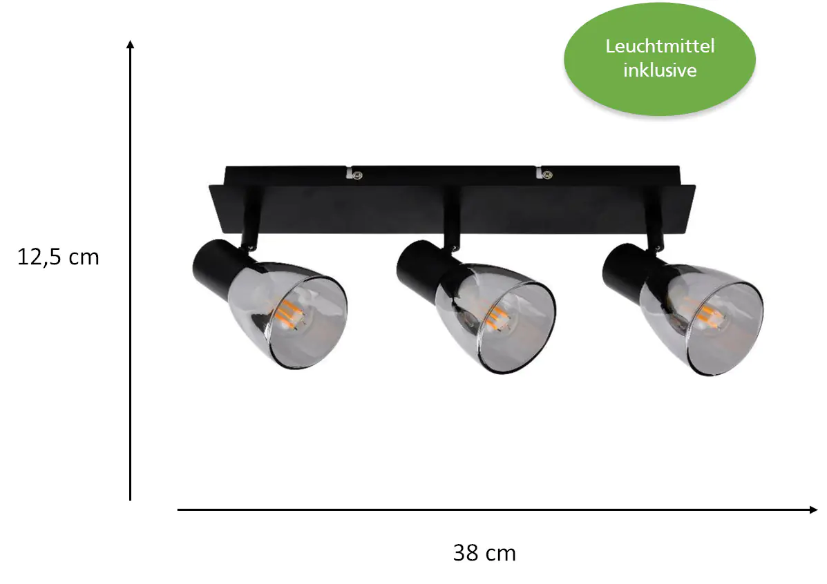 Primaster LED-Deckenlampe 3er Spot Miami E14 38 x 12,5 cm schwarz