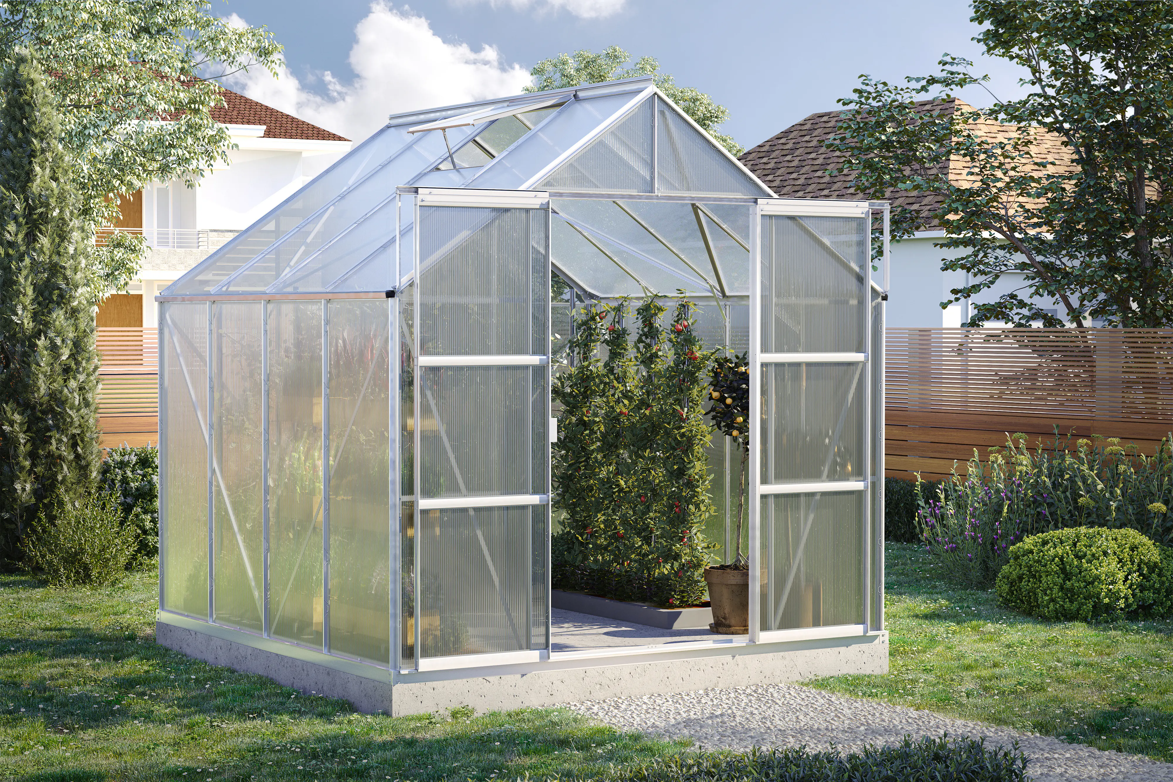 Vitavia Gewächshaus-Set Uranus 6700 HKP 4 mm alu 254 x 254 cm 