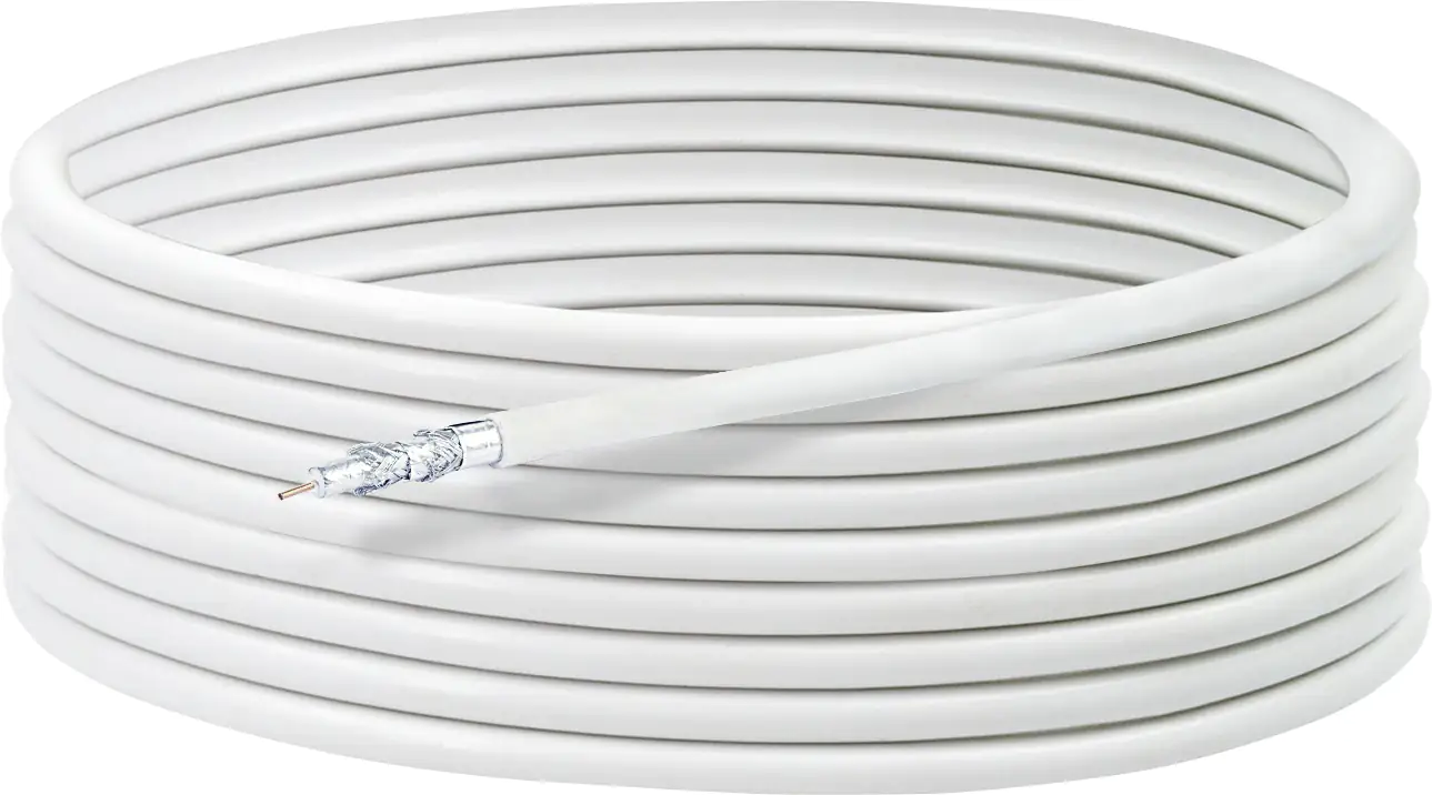 Schwaiger Koaxialkabel KOX13550 052 (135dB) weiß, 50,0m, 5-fach geschirmt, ohne F Stecker