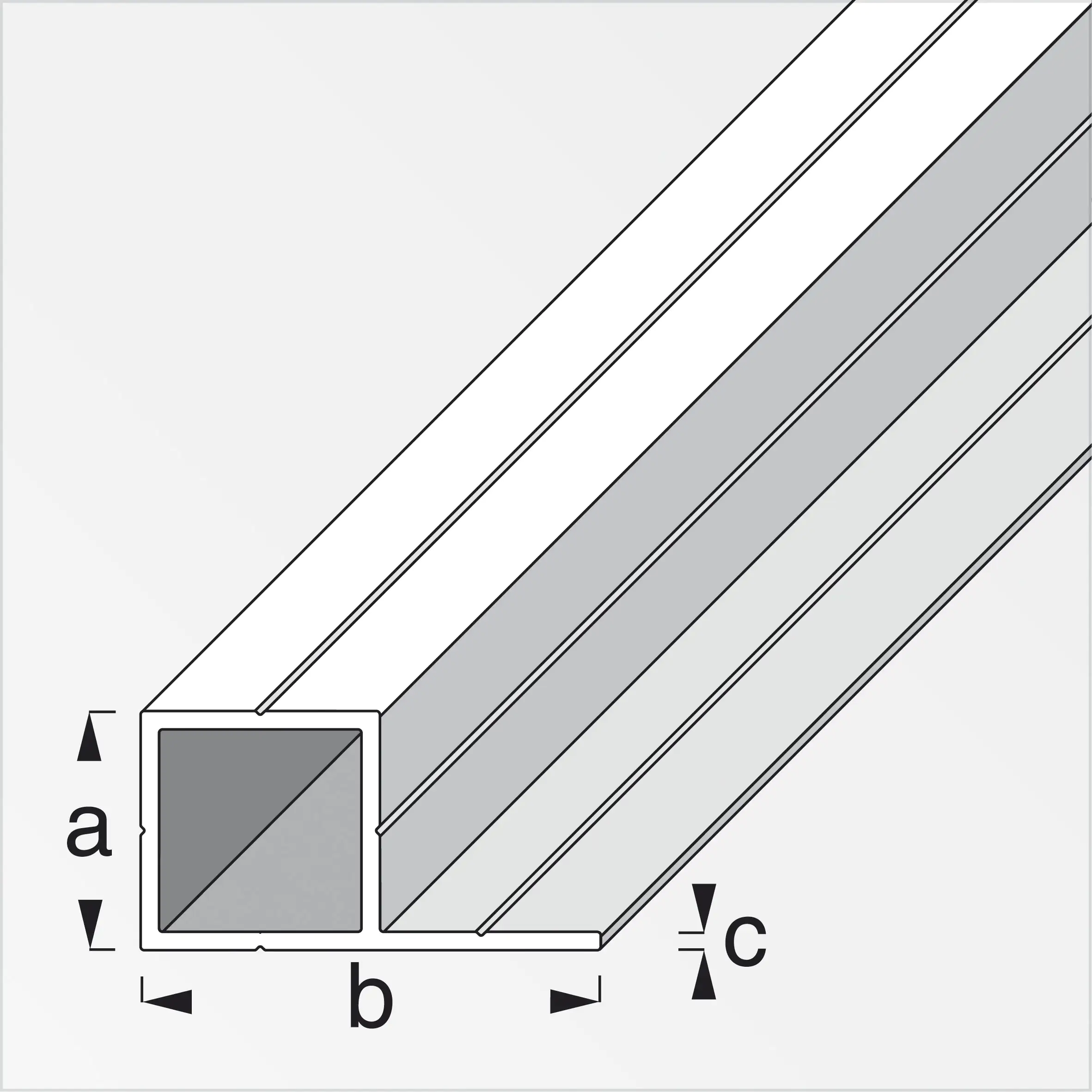 alfer Quadratrohr, 1 Schenkel 1 m, 23.5 x 45.5 x 1.5 mm Alu eloxiert silber