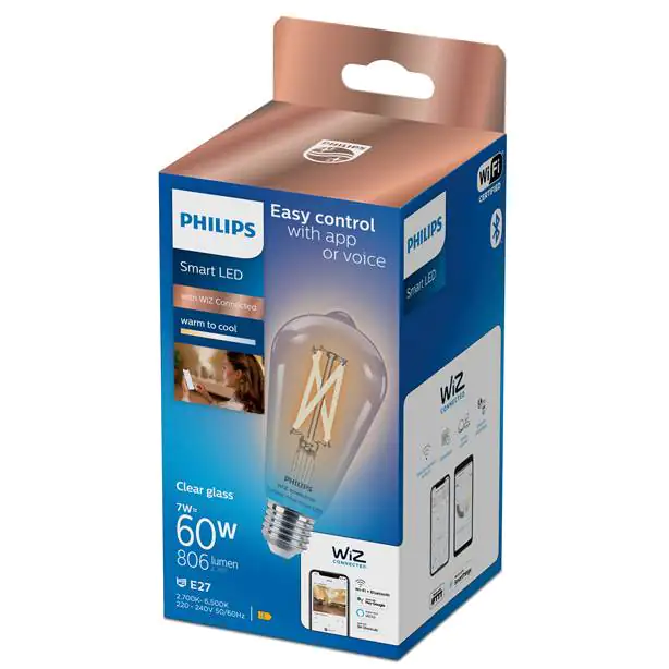 Philips Smart LED Leuchtmittel Tunable White Clear ST64 E27 Edisonform 7 W