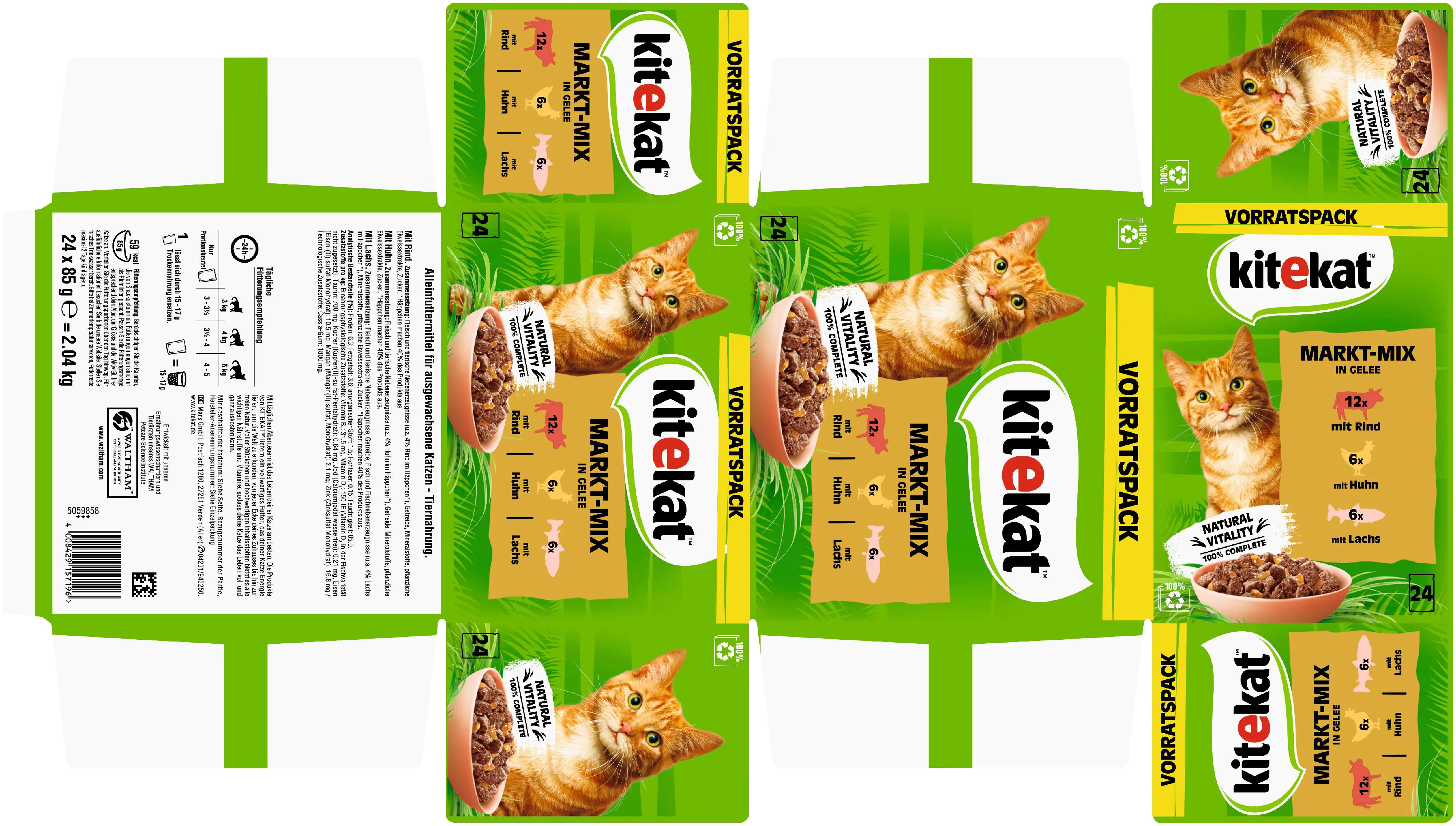 Kitekat Markt-Mix in Gelee Multipack Vorratspack 24x85 g