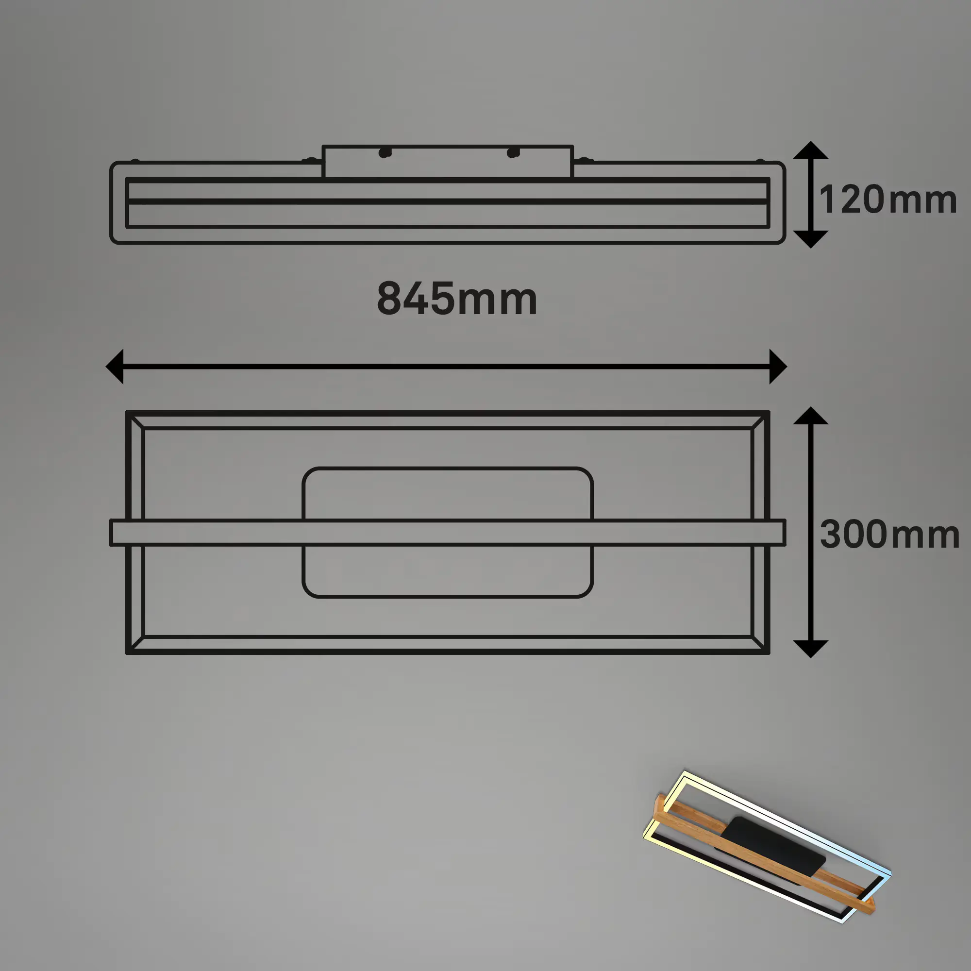 Briloner LED-Deckenleuchte CCT  schwarz mit Holz 50W