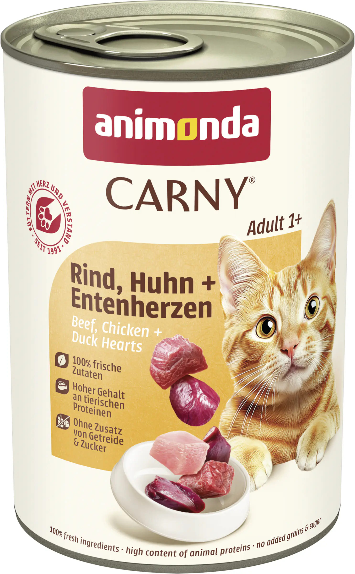 Animonda Carny Adult Katzennassfutter getreidefrei 400 g Rind, Huhn & Entenherzen