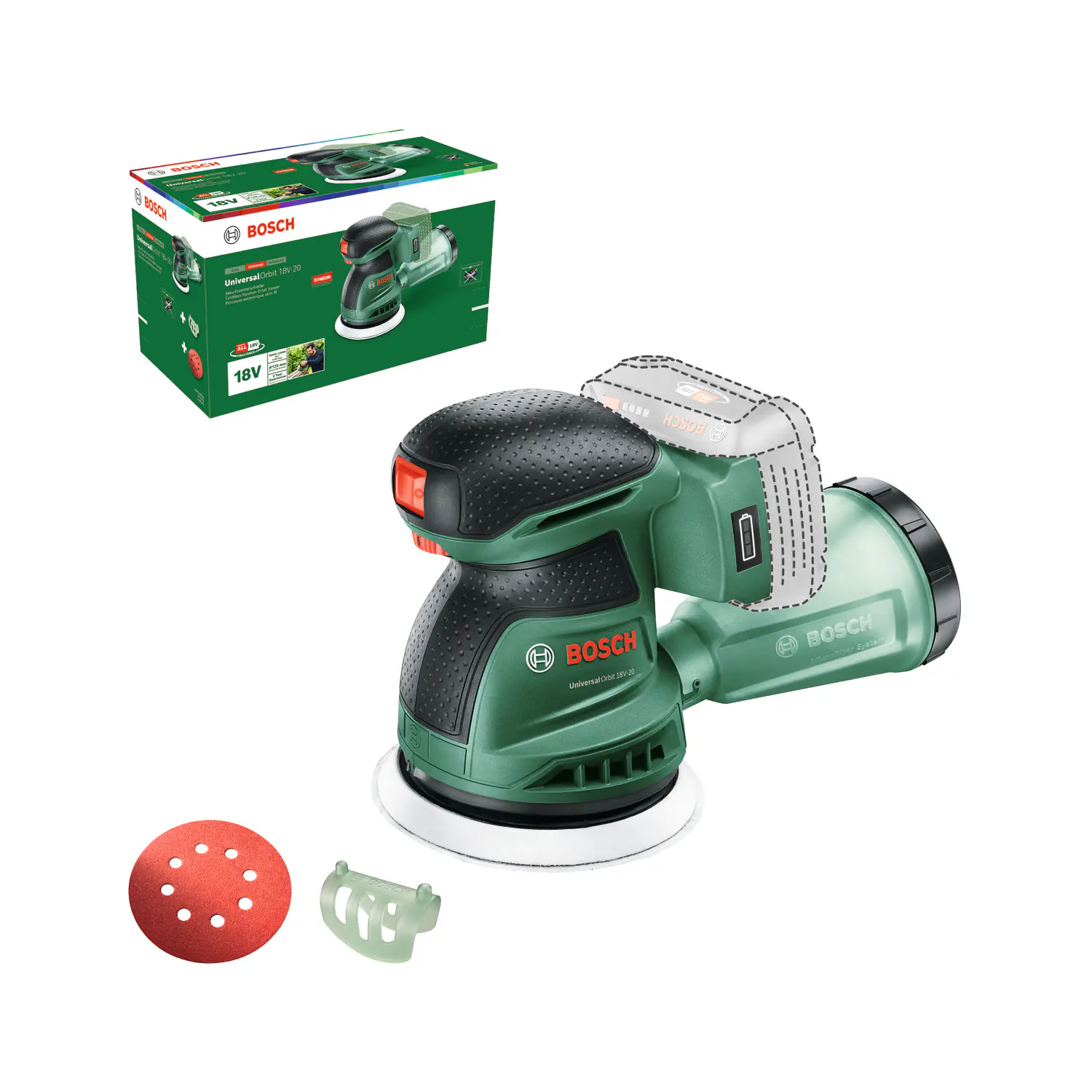 Bosch Akku-Exzenterschleifer UniversalOrbit 18V-20  Solo
