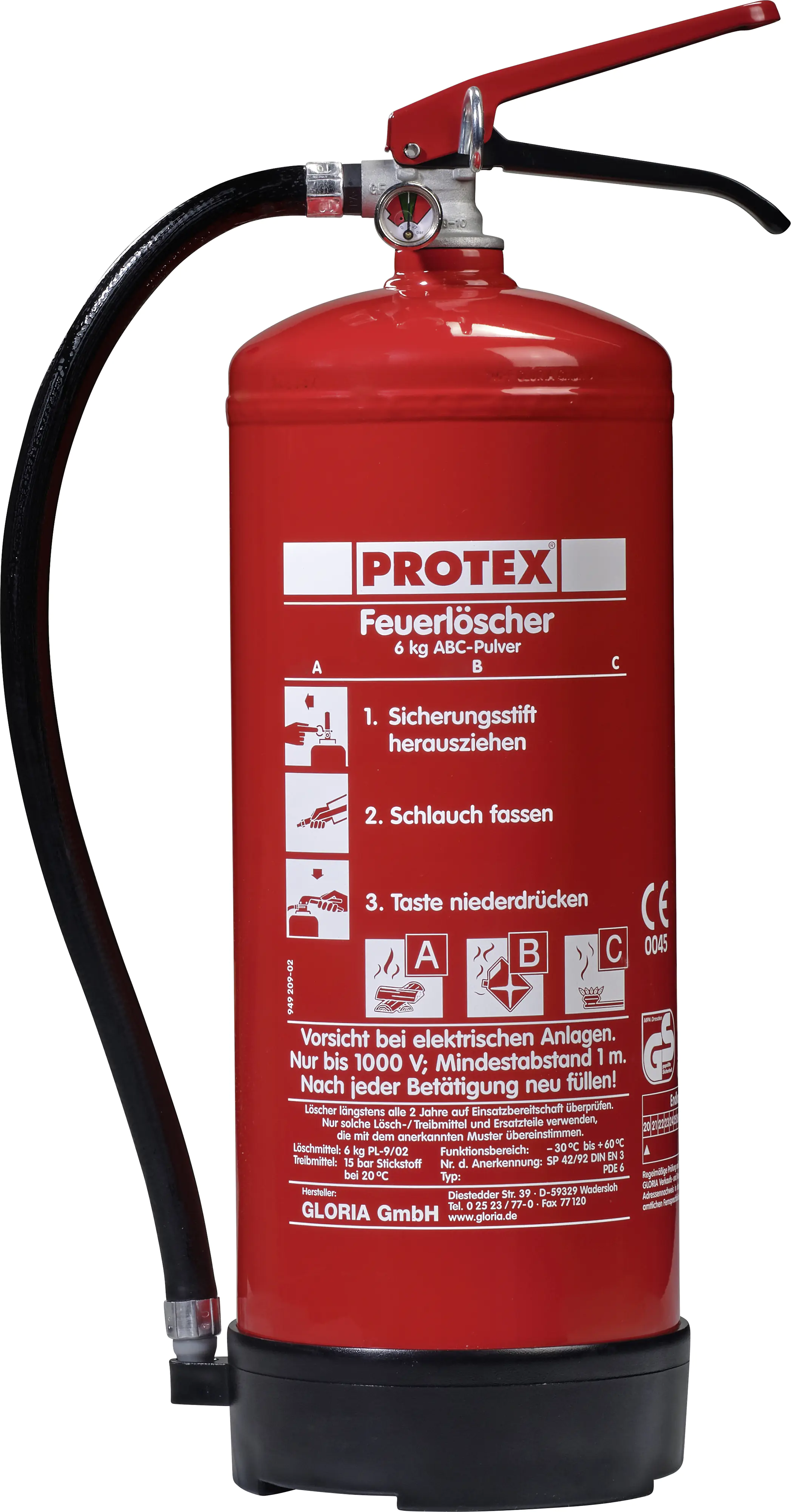 Protex Feuerlöscher PDE 6 GA Pulver Löschmittel