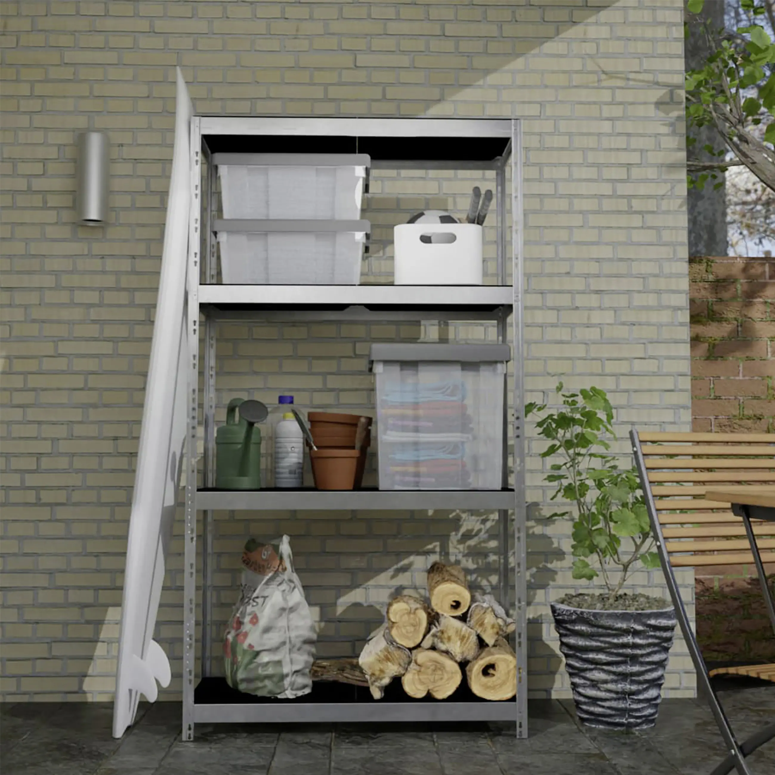 Ar Shelving Regal Rivet Allroad Kunststoff 180 x 100 cm 4 Böden 400 kg