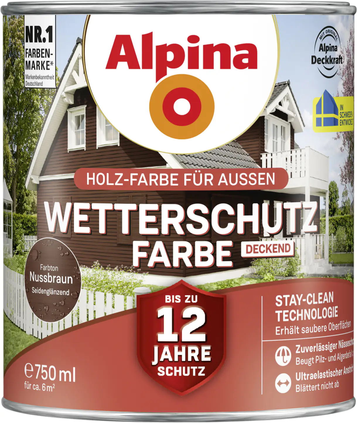 Alpina Wetterschutzfarbe 0,75 L nussbraun