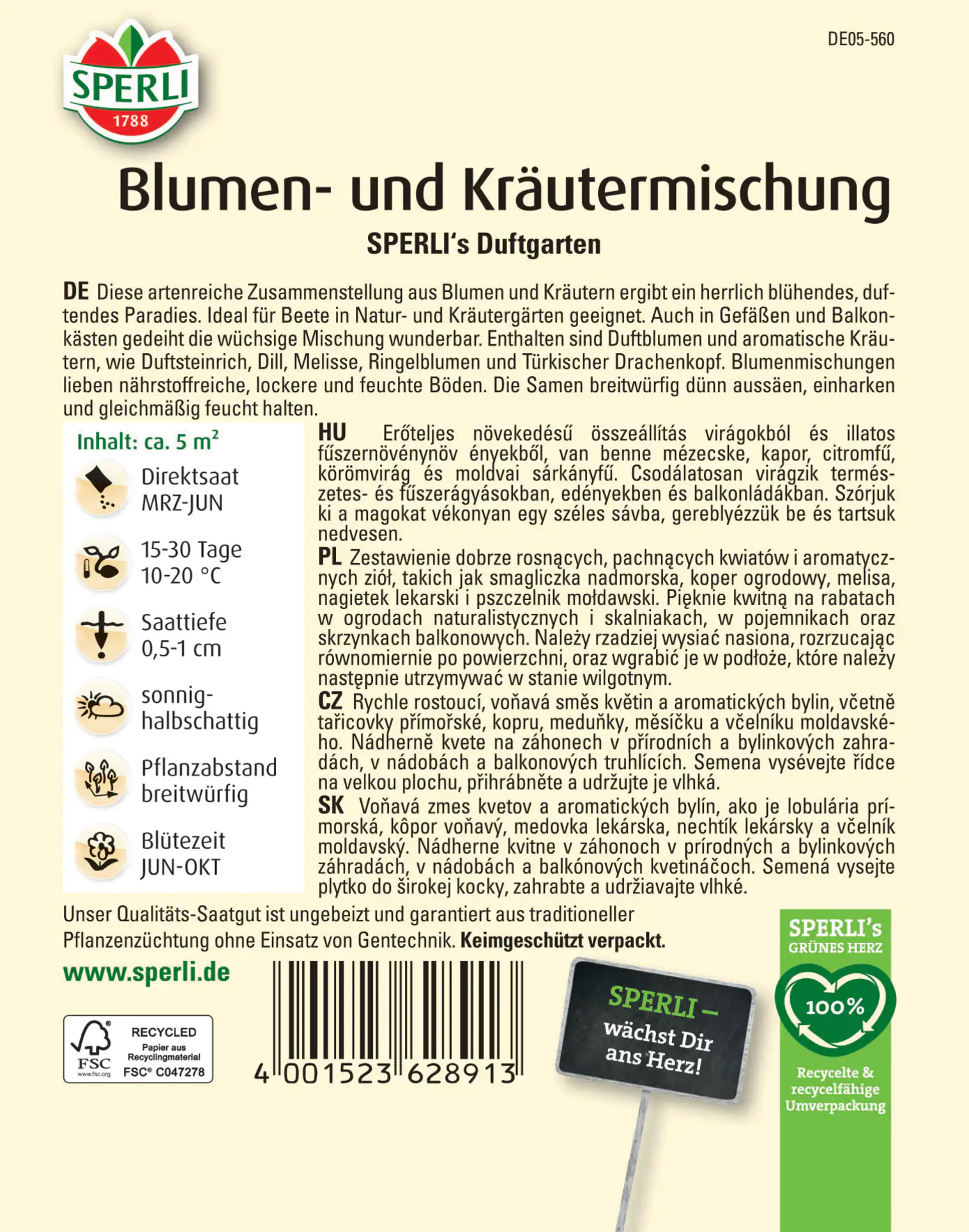 Sperli Blumen- und Kräutermischung SPERLI's Duftgarten