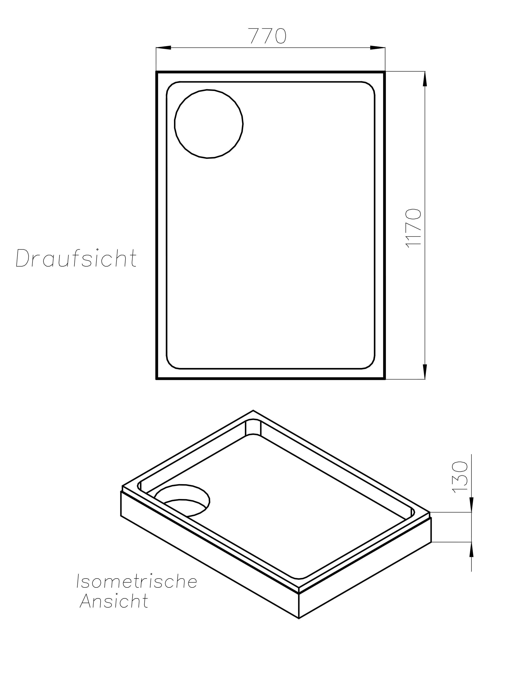 Ottofond Wannenträger Aruba 1170 x 770 mm