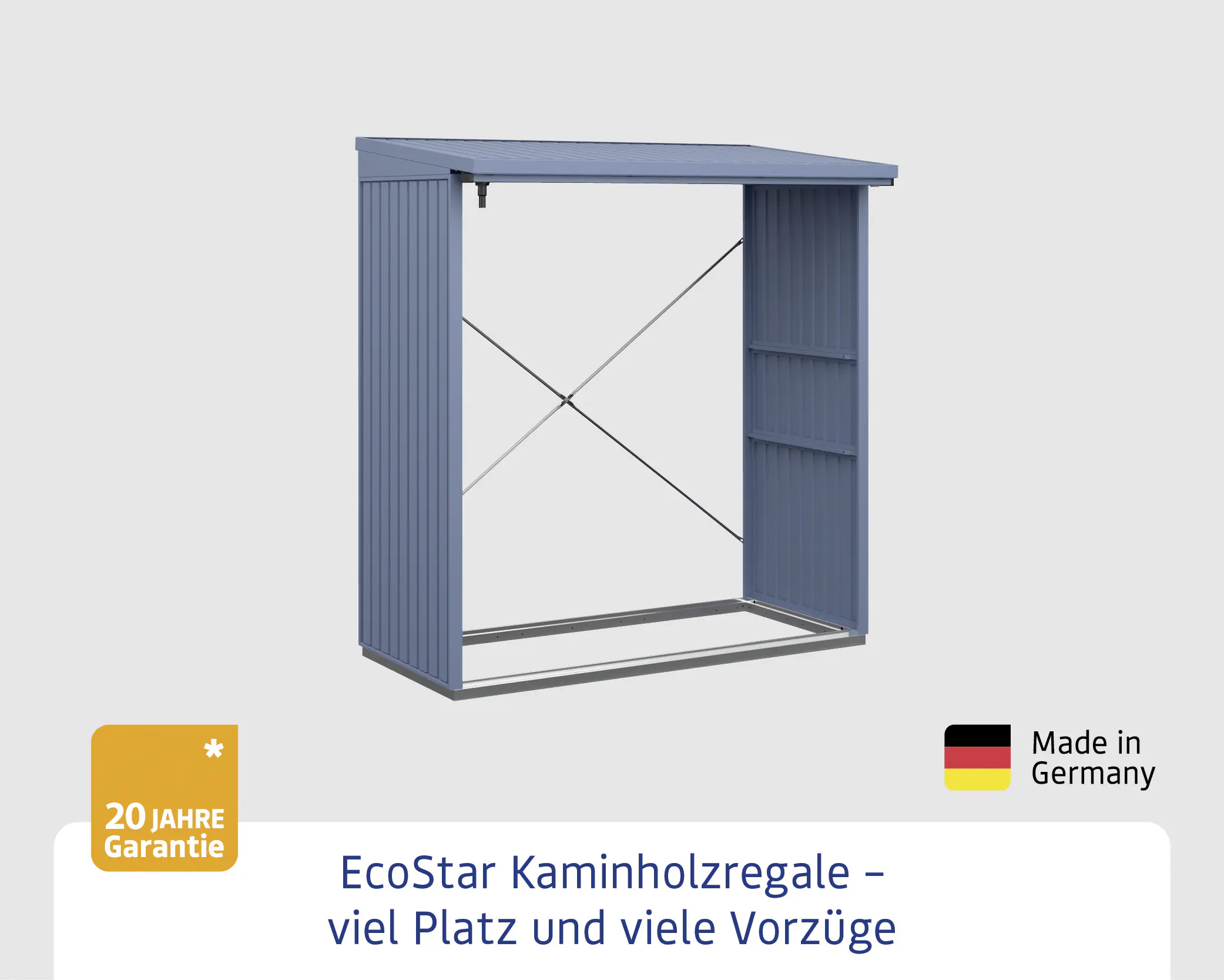 Ecostar Kaminholzregal Trend-V Typ 2, taubenblau, mit Verstrebung