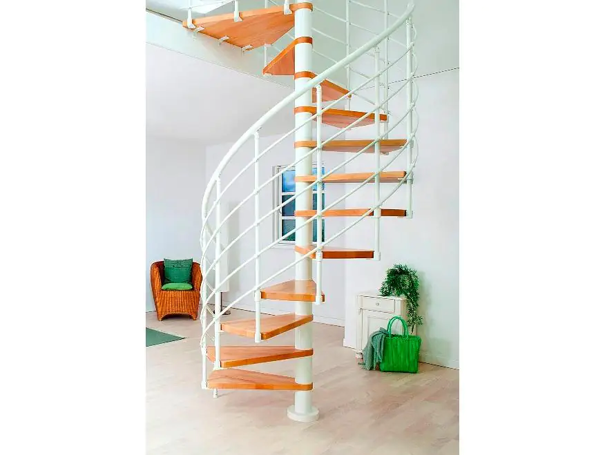 DOLLE Spindeltreppe Oslo Ø 140 cm, weiß, Buche Natur