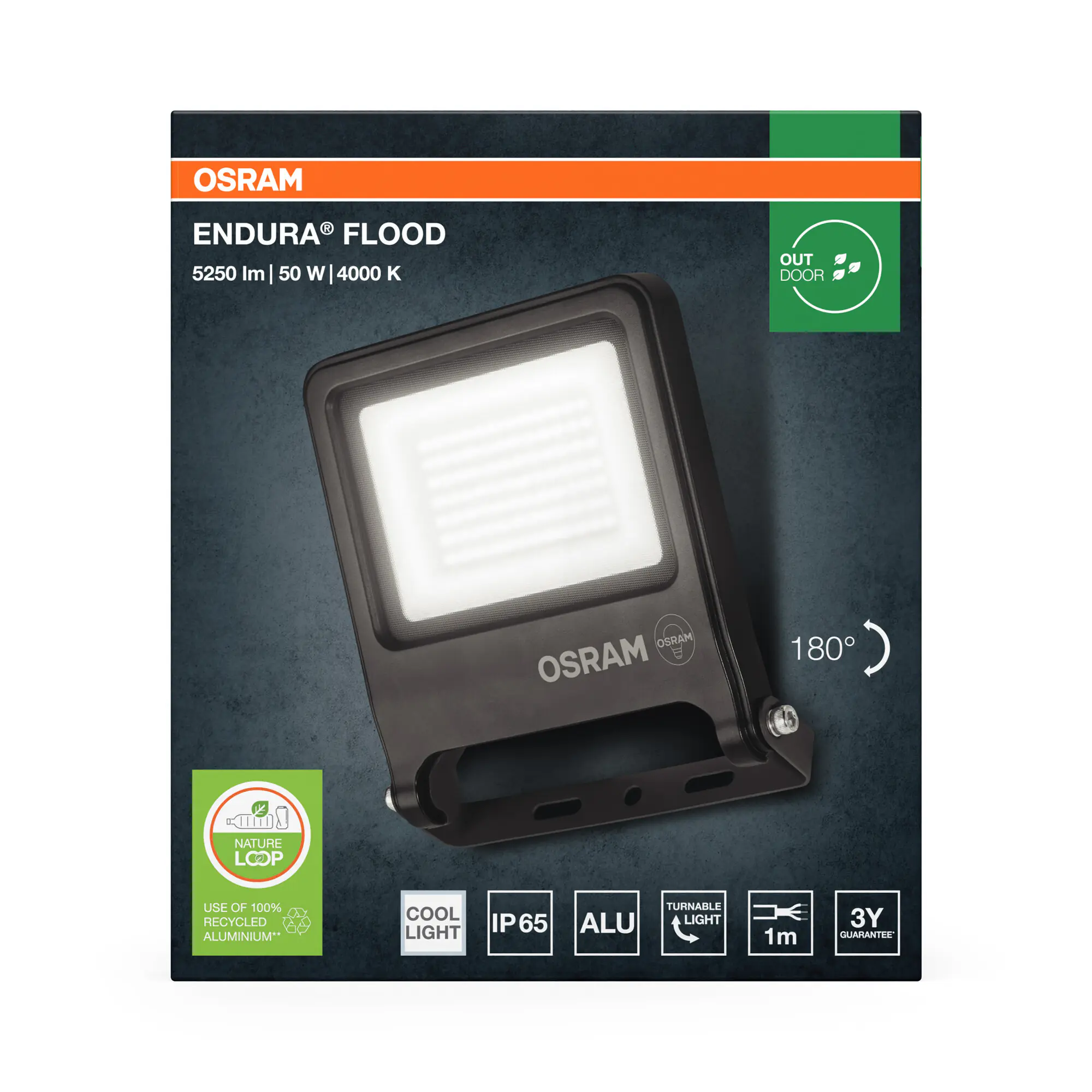 Osram Außenleuchte ENDURA Flood 50W PCR dunkelgrau kaltweiß