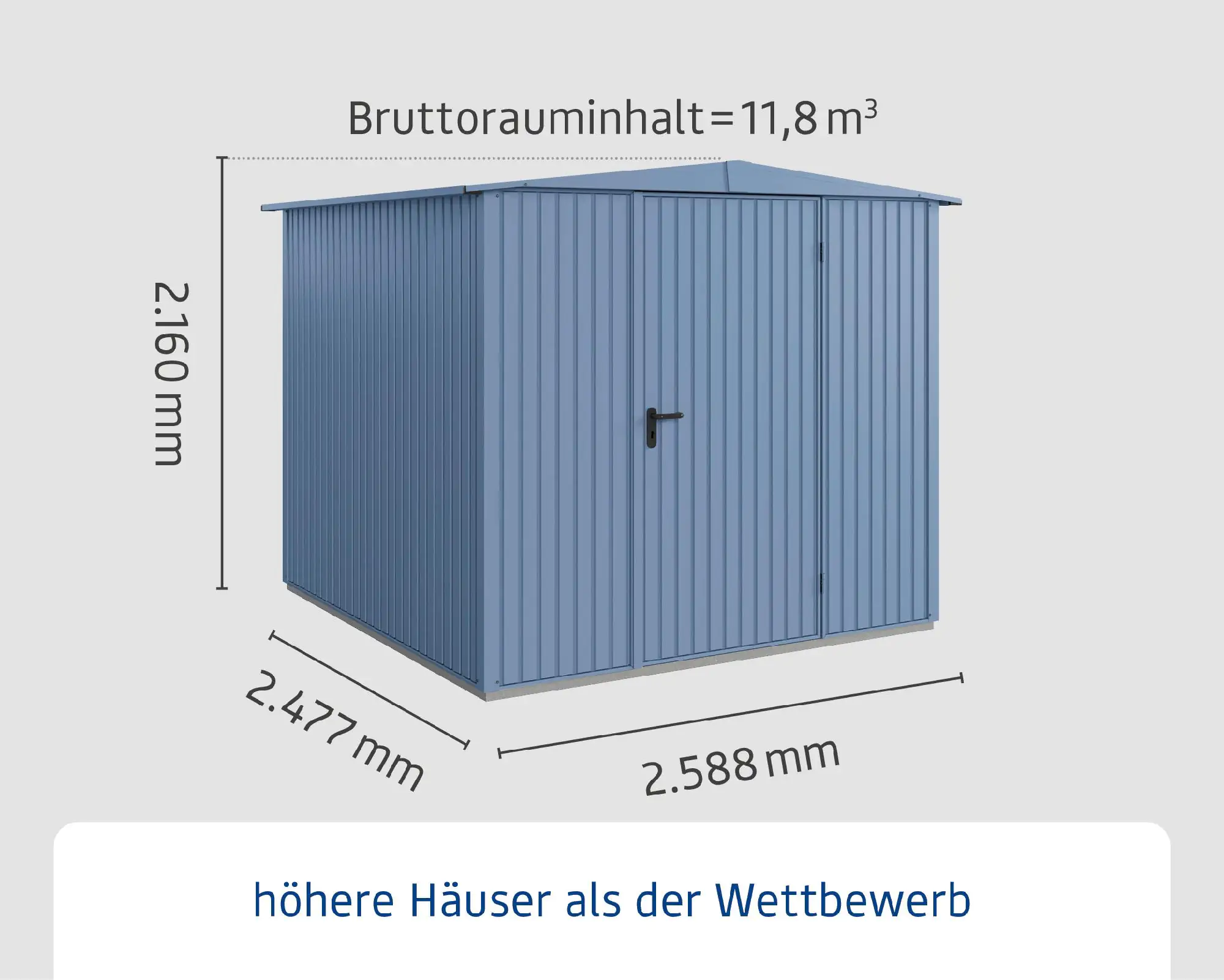 EcoStar Gerätehaus Trend-S Typ 2 258,8 x 247,7 x 216 cm taubenblau