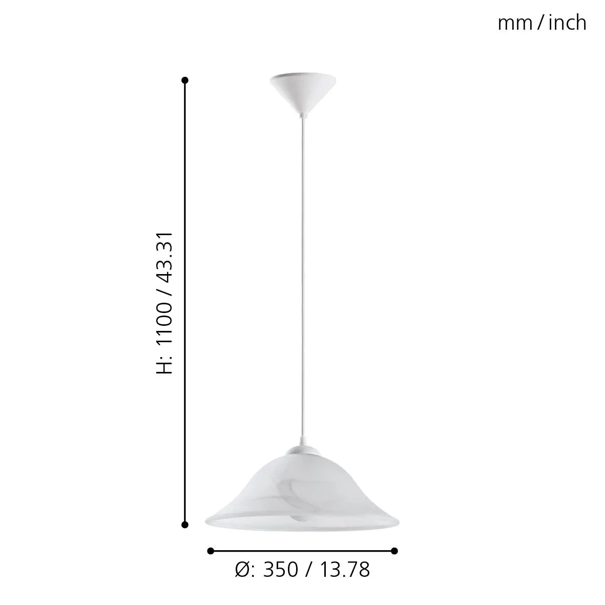 Eglo Pendelleuchte Albany weiß 35 x 110 cm E27