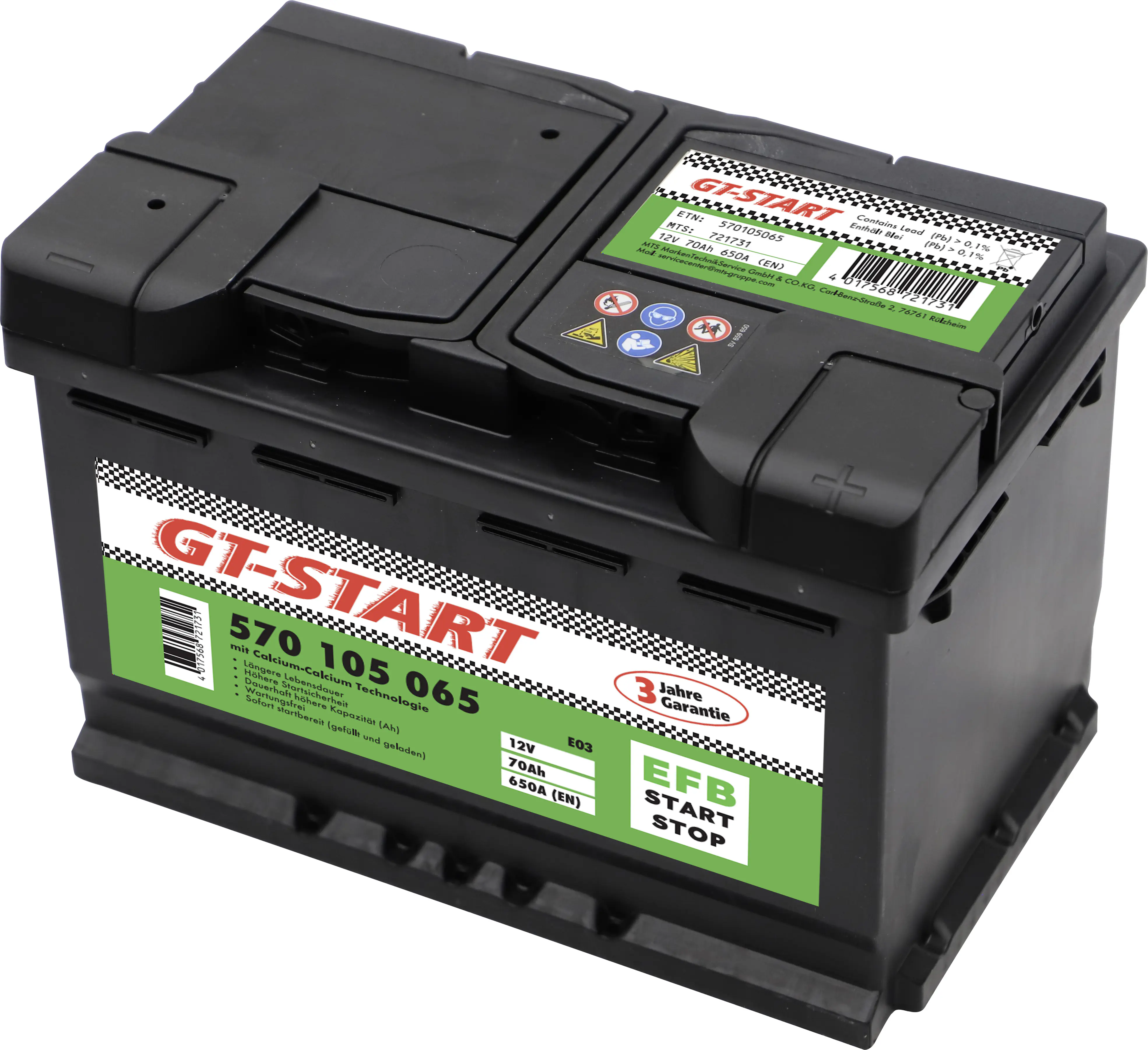 GT-Start Starterbatterie EFB 70Ah 650A 570 105 065