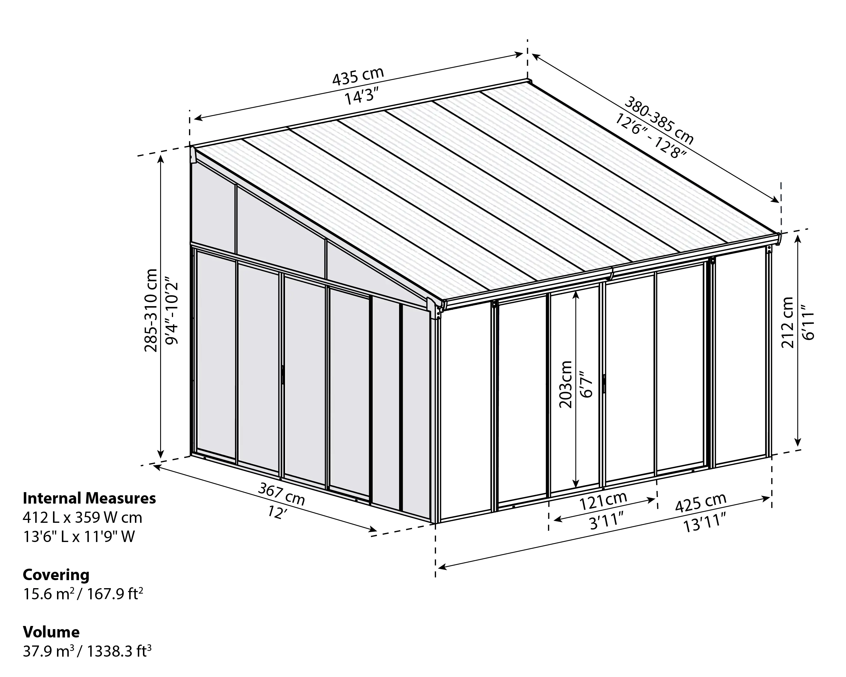 Canopia Wintergarten SanRemo 4x4.35 435 x 380-385 x 285-310 cm (BxTxH)