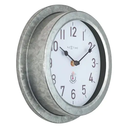 Nextime Außenwanduhr Poppy Ø 22 cm silber
