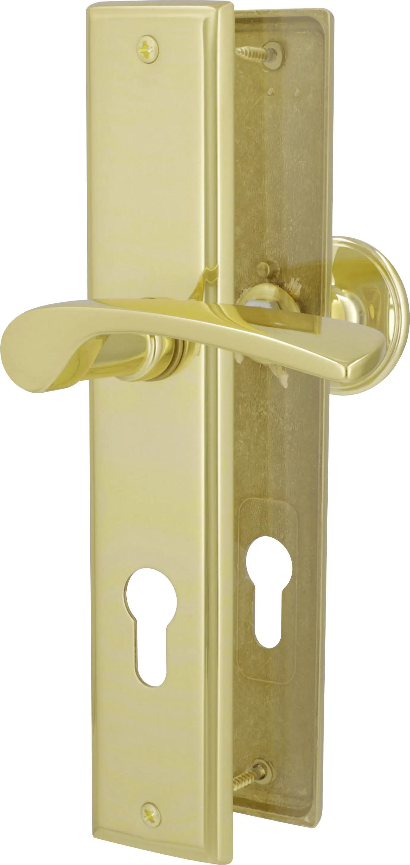 Südmetall Türgriff-Garnitur Langschild Nelson PZ Messing poliert Drücker rechts gold 237 x 45 mm