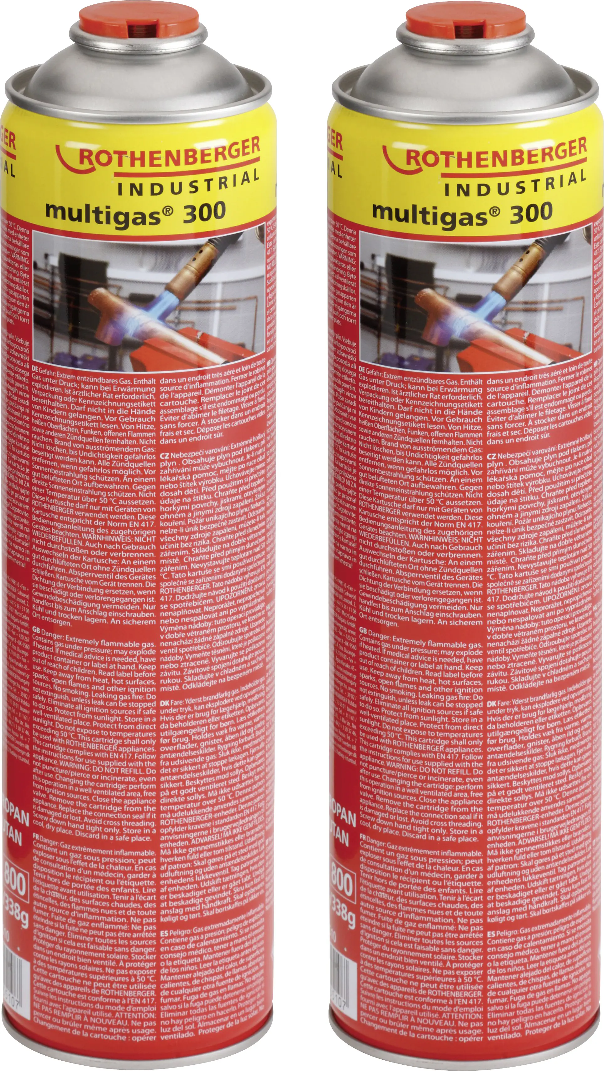 Rothenberger Multigas 300 Duo-Pack 600 ml 2 Stück